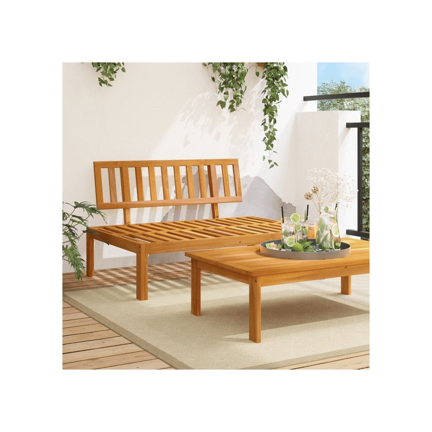 Canapé central palette de jardin bois massif d'acacia