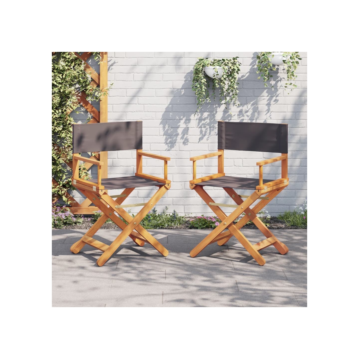 Chaises de réalisateur pliables lot de 2 gris foncé tissu