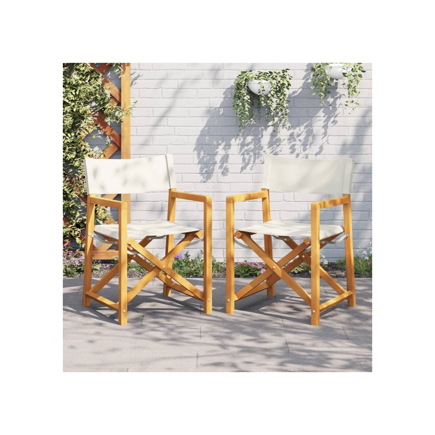 Chaises de réalisateur pliables lot de 2 blanc crème tissu