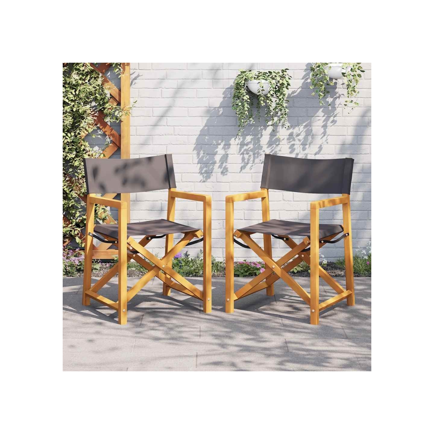 Chaises de réalisateur pliables lot de 2 gris foncé tissu
