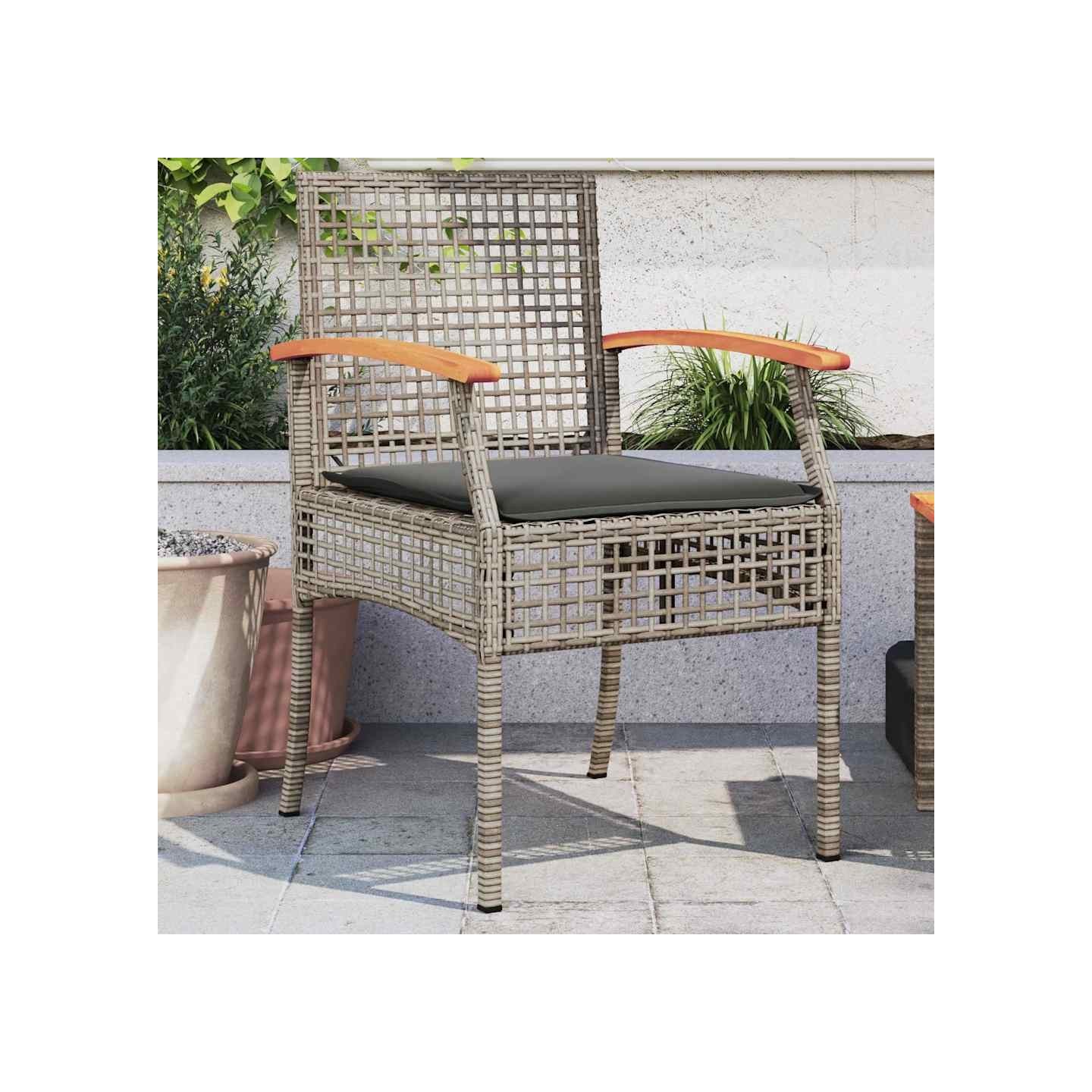 Chaises de jardin coussins lot de 2 gris résine tressée acacia