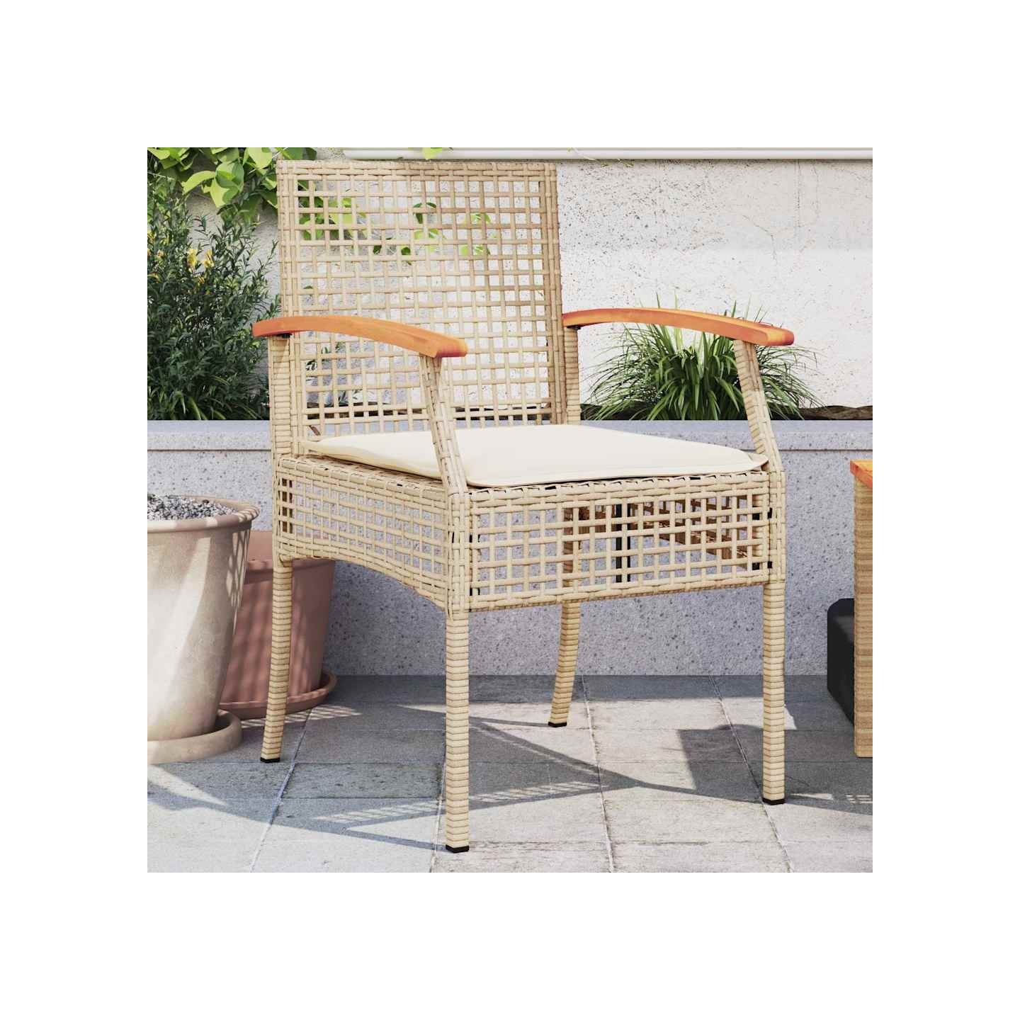 Chaises de jardin coussins lot de 2 beige résine tressée acacia