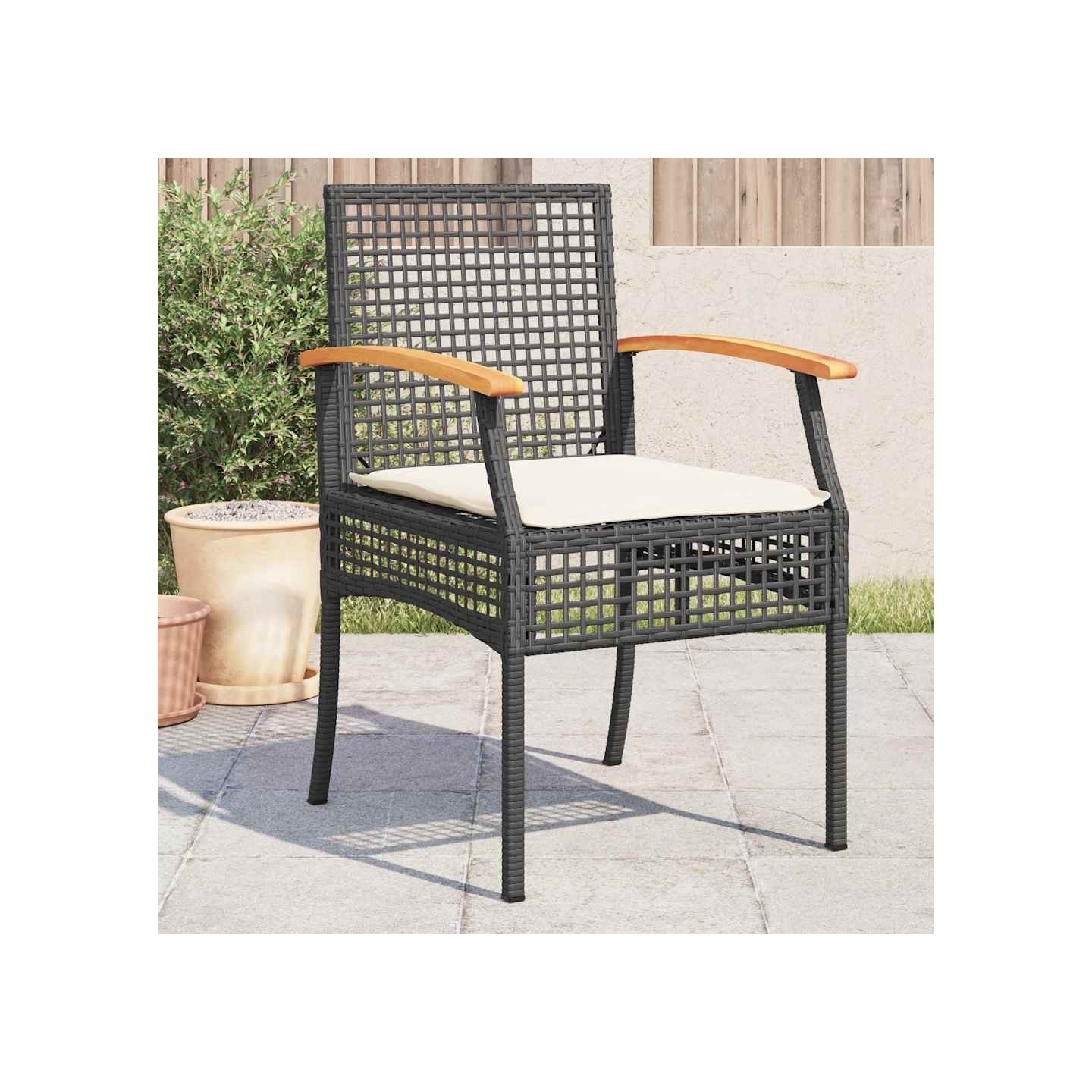 Chaises de jardin coussins lot de 4 noir résine tressée acacia