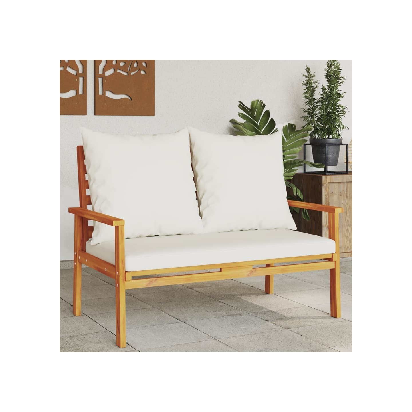 Canapé de jardin 120 cm avec coussin bois d'acacia massif