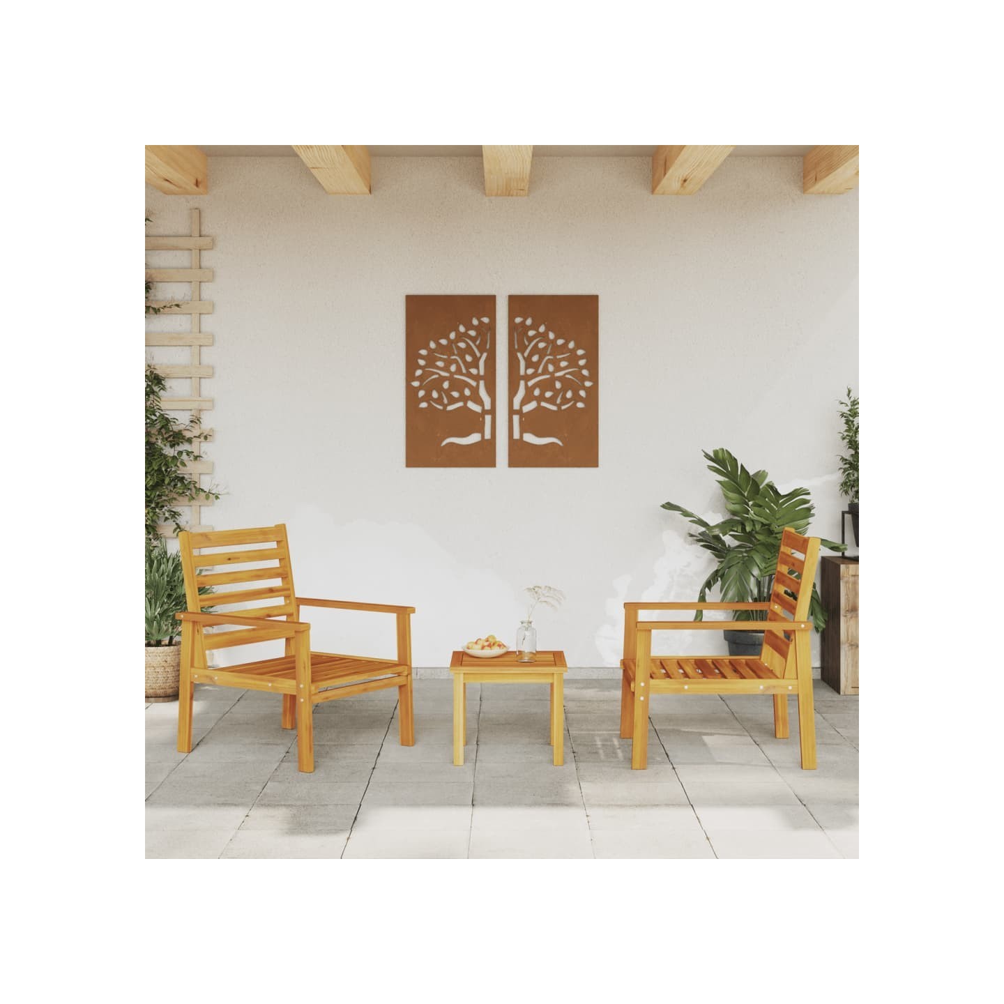 Fauteuil de jardin lot de 2 66,5x65x81 cm bois massif d'acacia