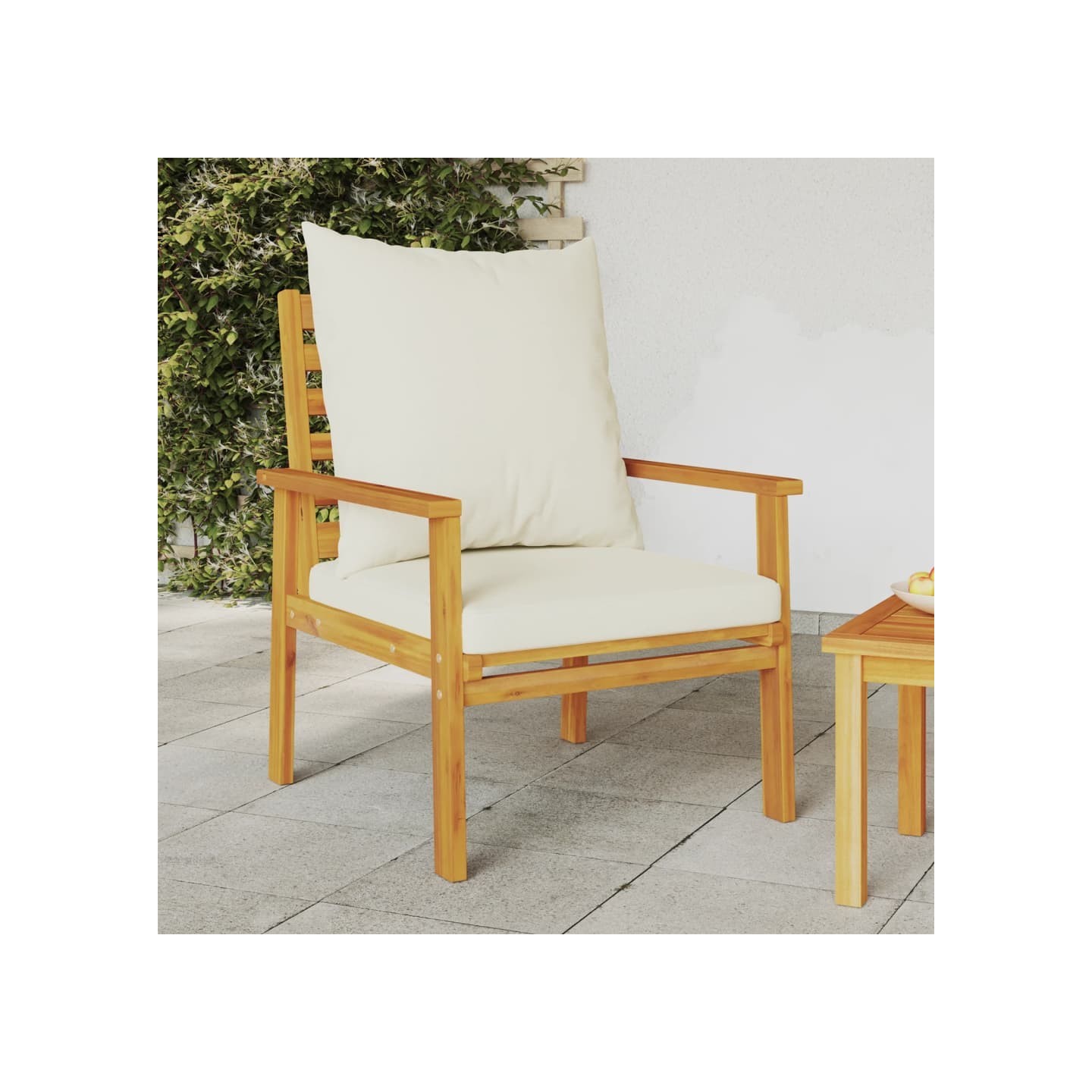 Fauteuil de jardin lot de 2 avec coussin bois massif d'acacia