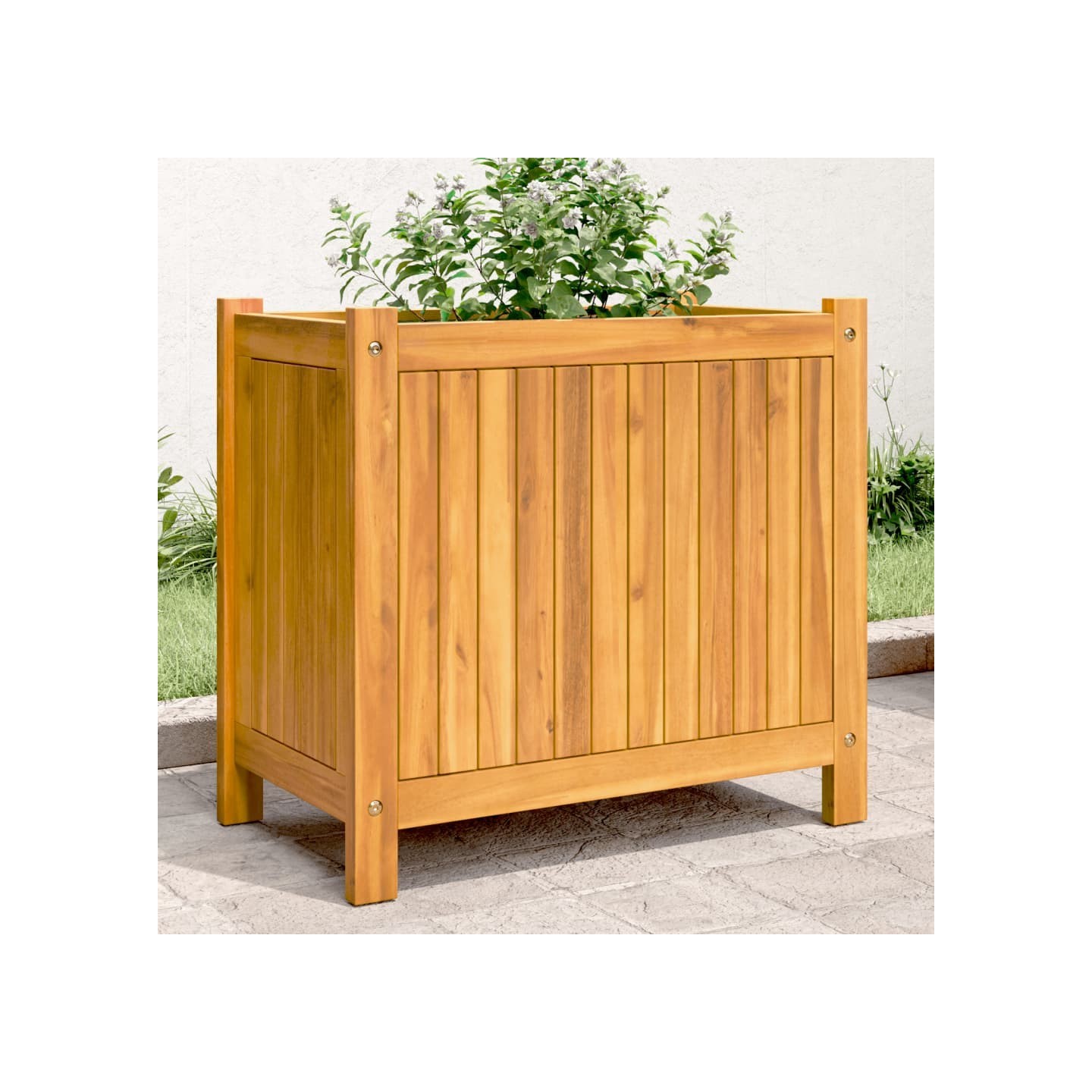 Jardinière avec doublure 54x31x50 cm bois massif d'acacia