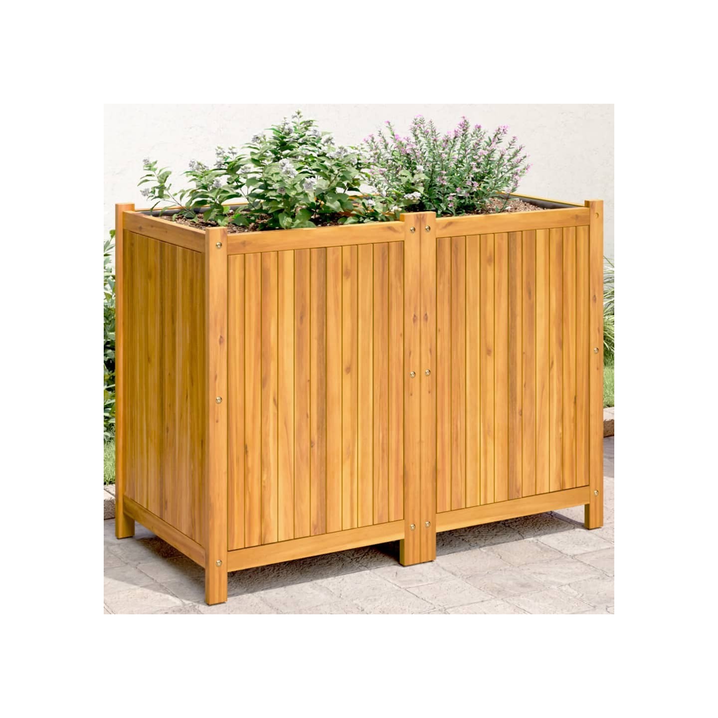 Jardinière avec doublure 100x50x75 cm bois massif d'acacia
