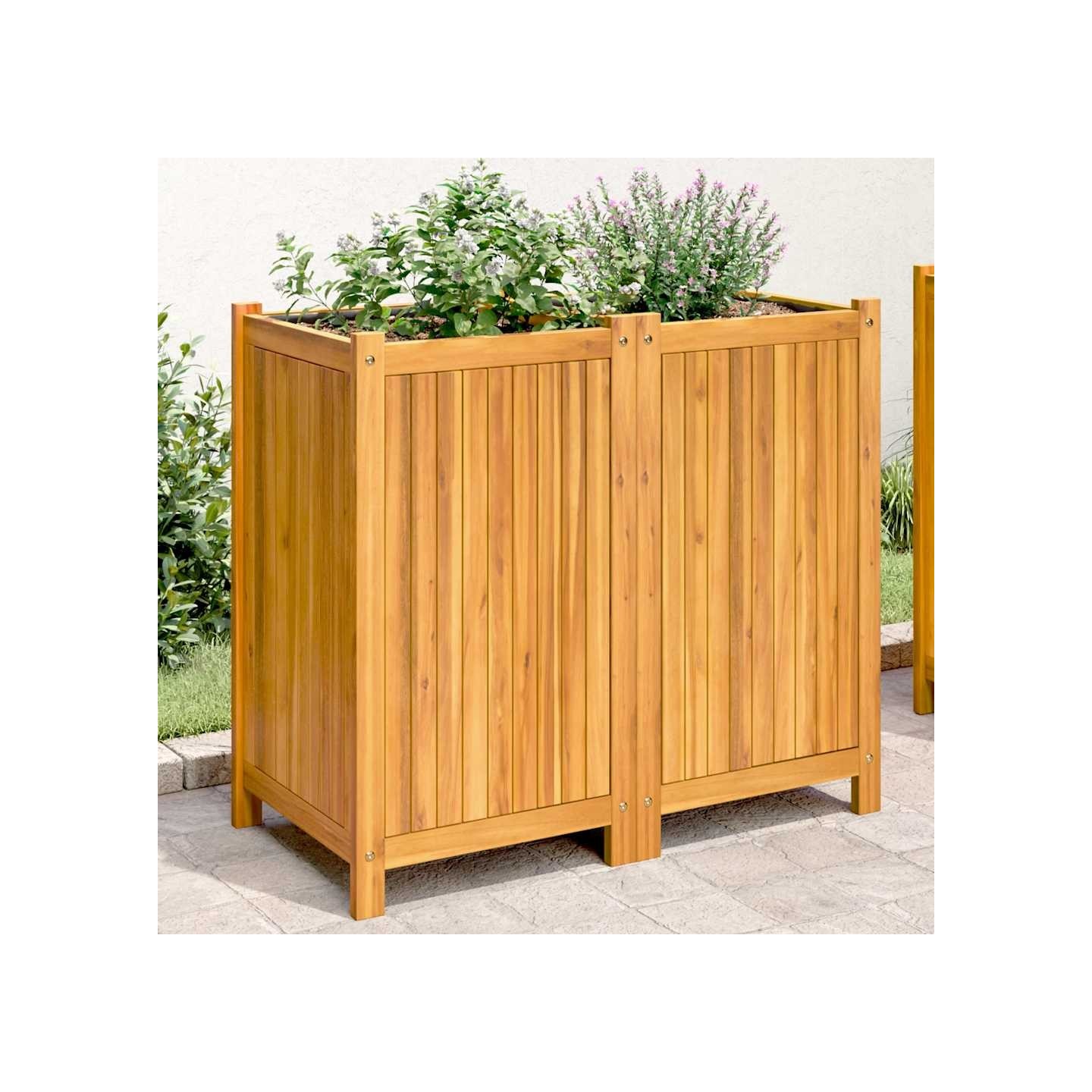 Jardinière avec doublure 84x42x75 cm bois massif d'acacia