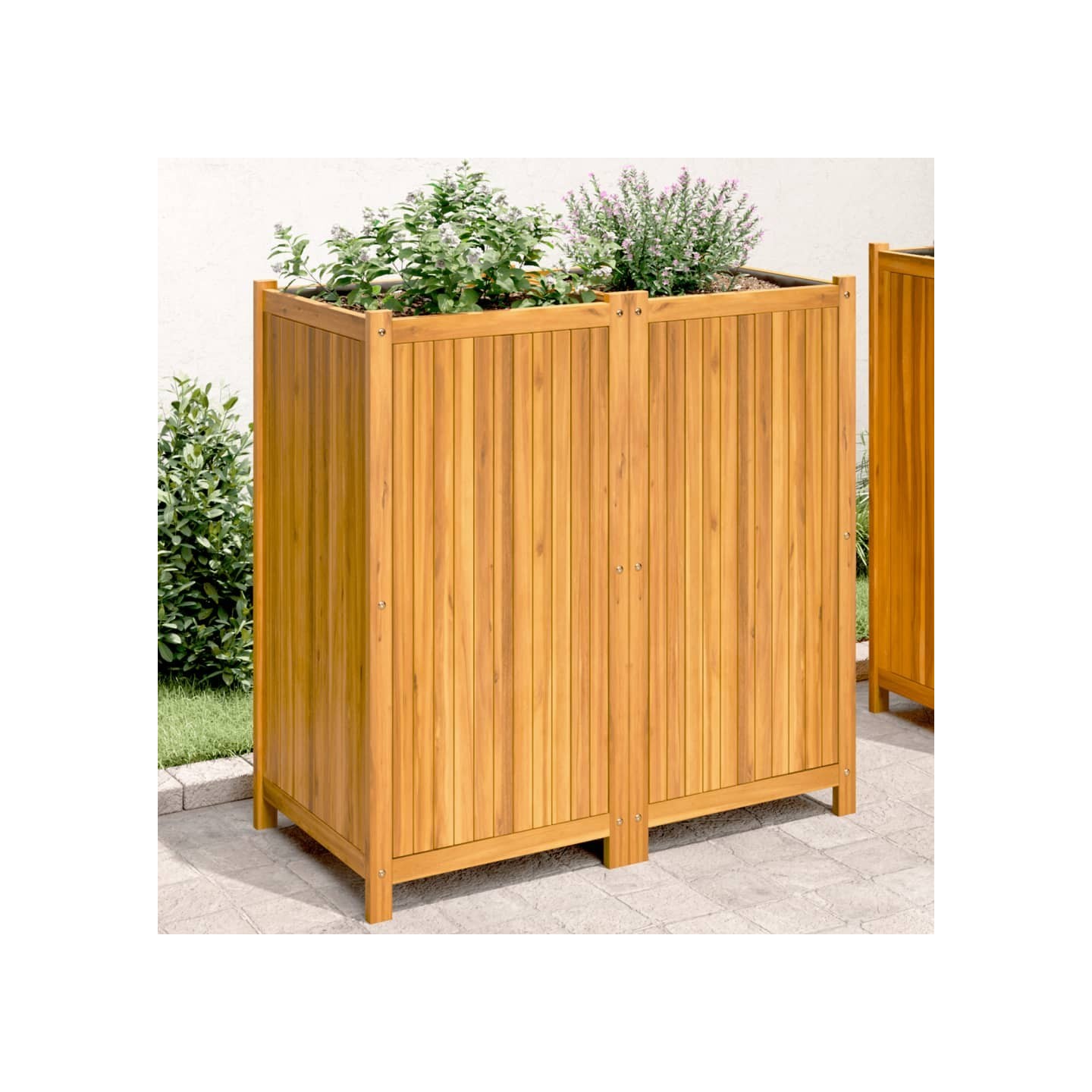 Jardinière avec doublure 100x50x100 cm bois massif d'acacia
