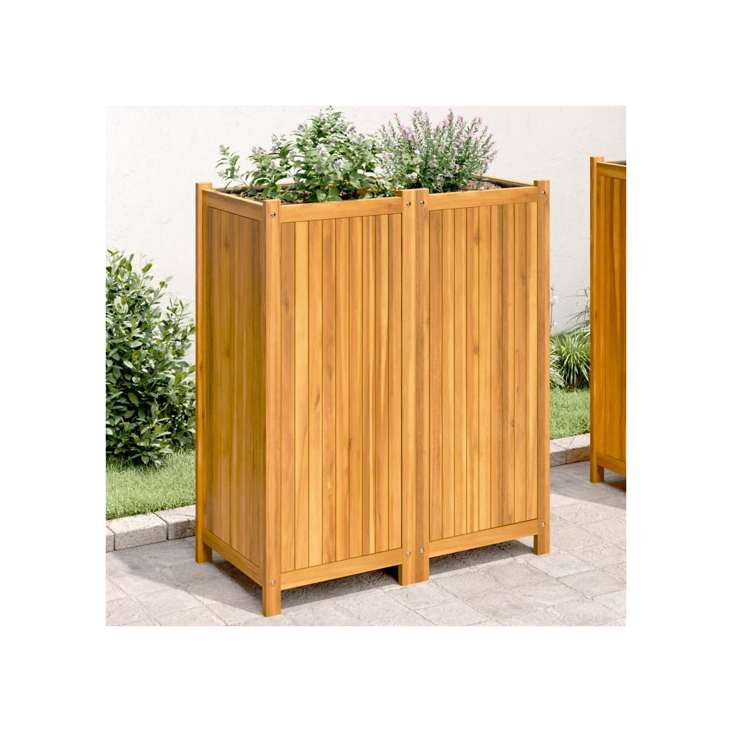 Jardinière avec doublure 84x42x100 cm bois massif d'acacia