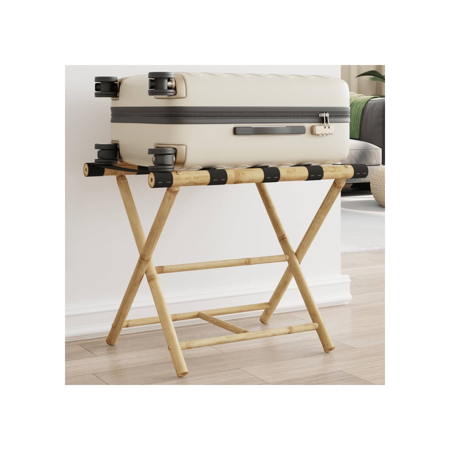 Porte-bagages pliant 62x42x50,5 cm bambou