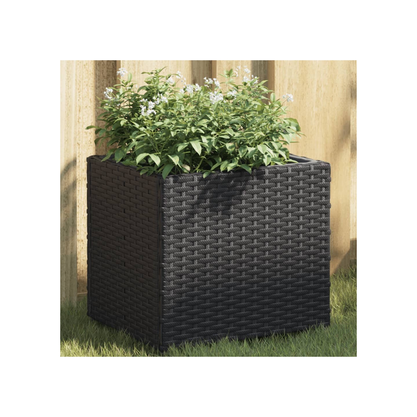 Jardinière noir 36x30x32 cm résine tressée