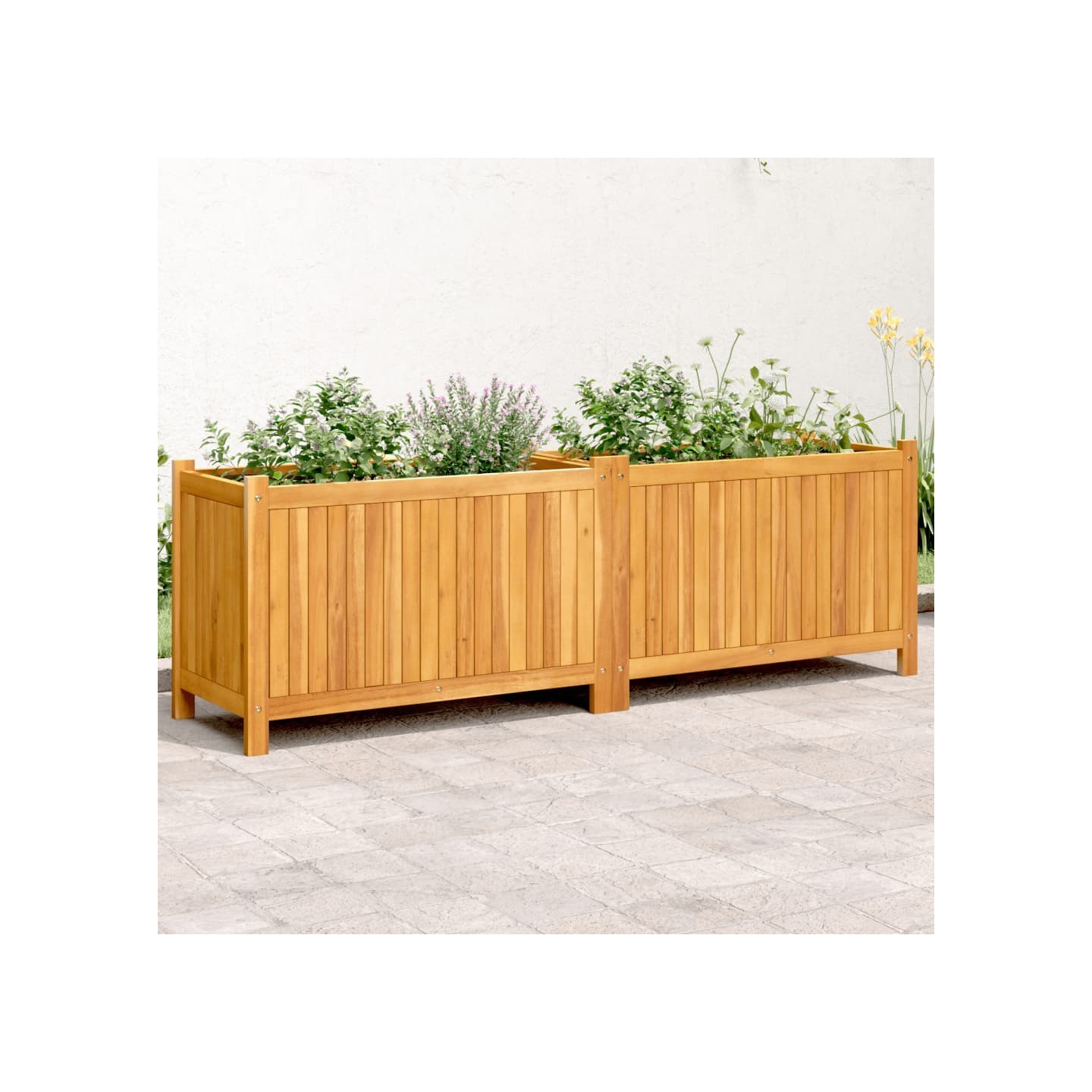 Jardinière avec doublure 153x38,5x50 cm bois massif d'acacia