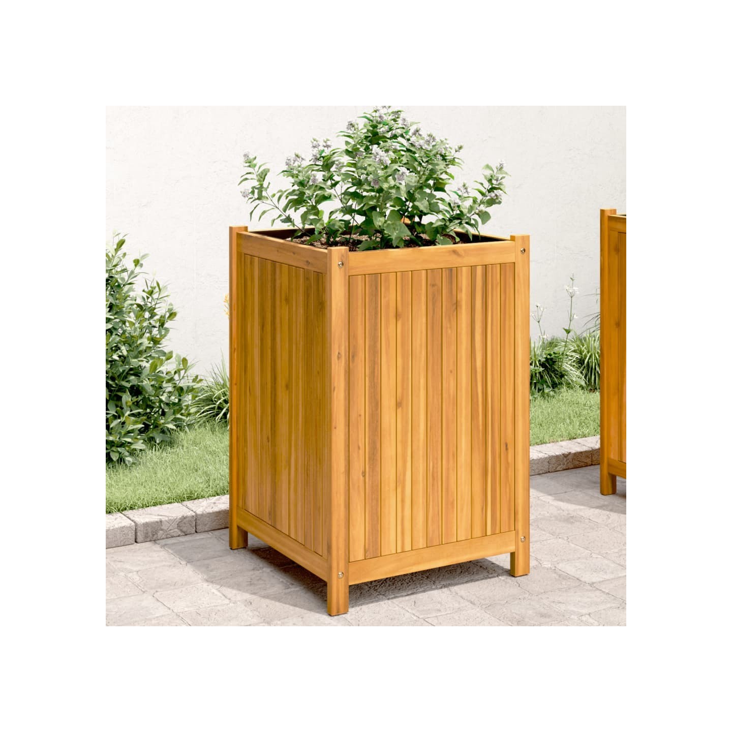 Jardinière avec doublure 50x50x75 cm bois massif d'acacia