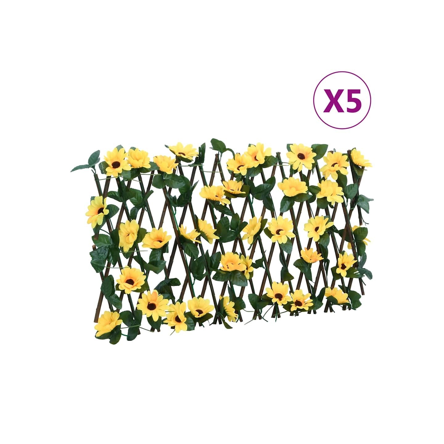 Treillis de lierre artificiel extensible 5 pcs jaune 180x30 cm