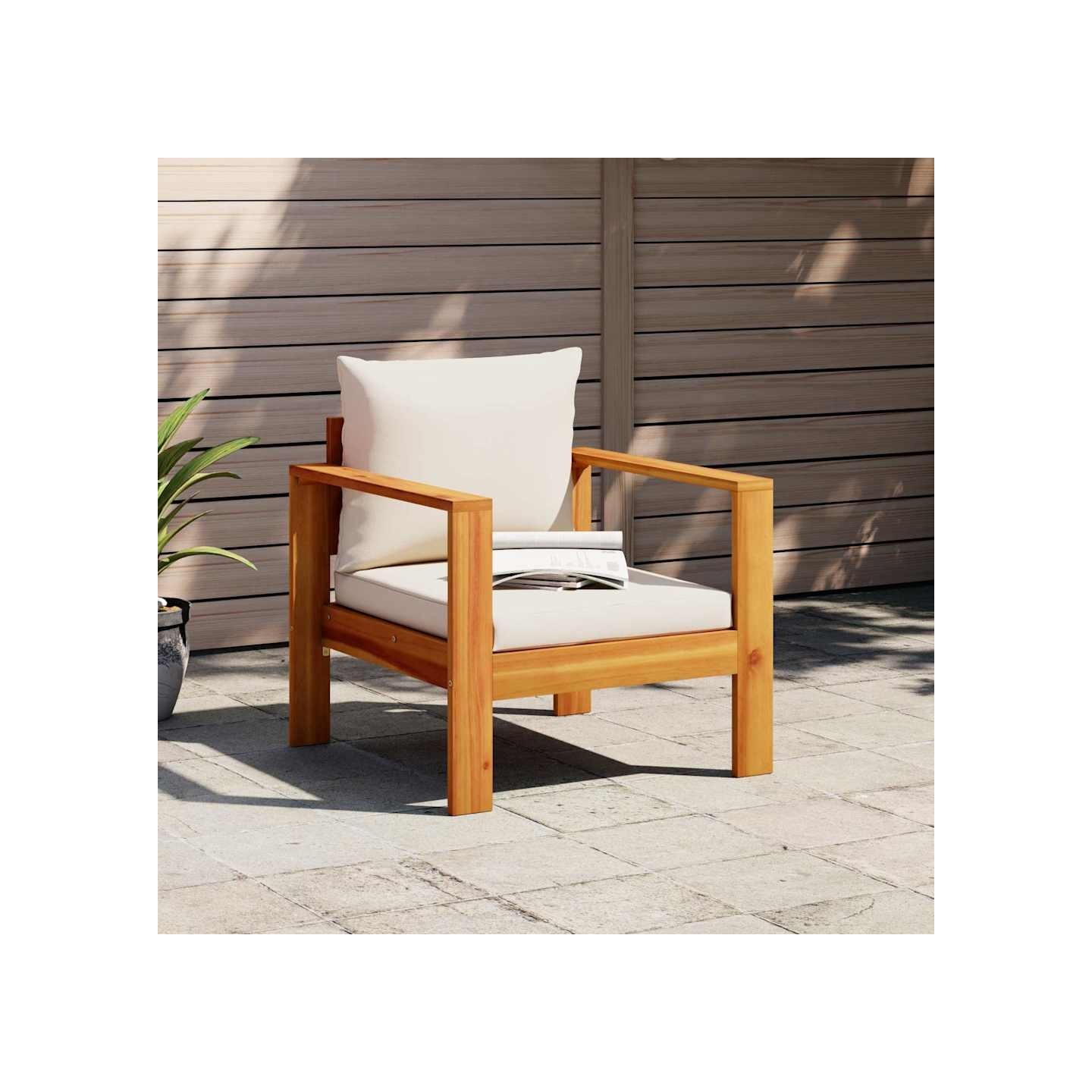 Chaise de jardin avec coussins bois massif d'acacia