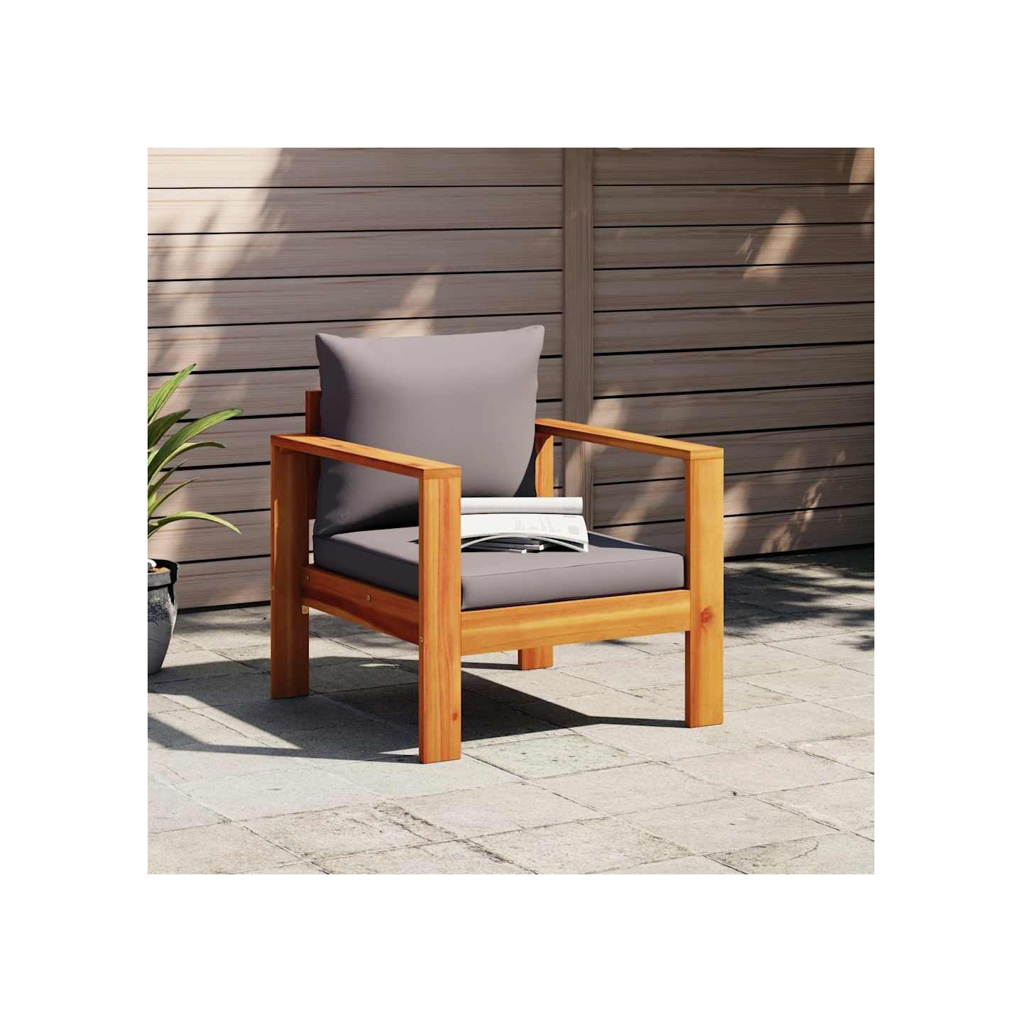 Chaise de jardin avec coussins bois massif d'acacia