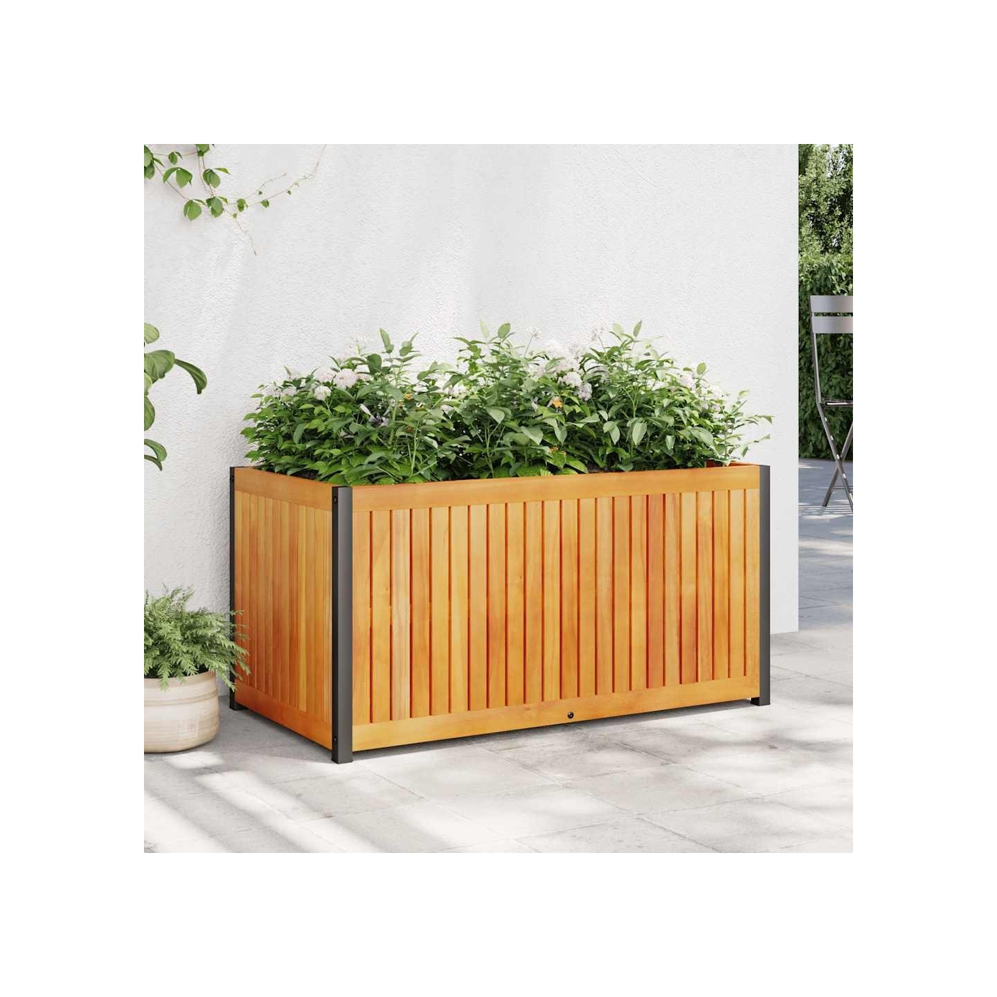 Jardinière 85x45x44 cm bois massif d'acacia et acier