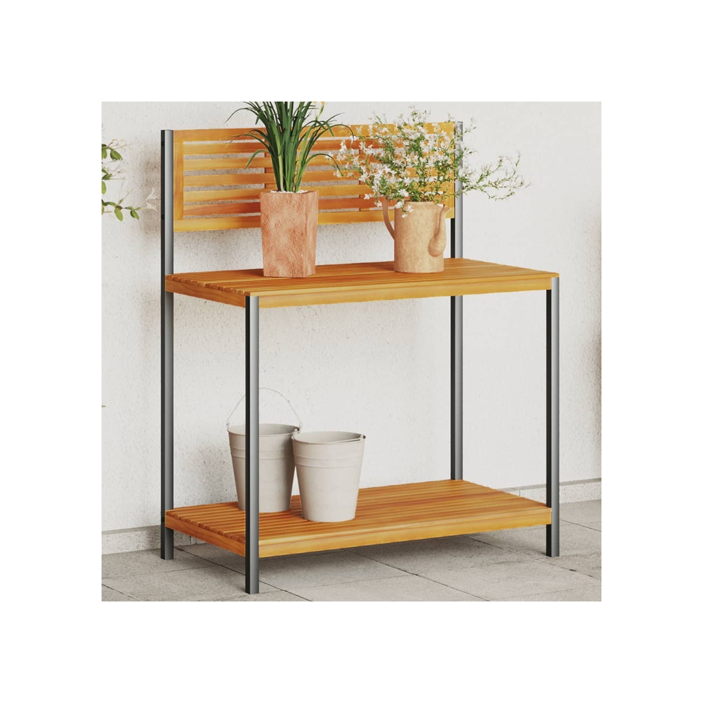 Table de travail de jardin bois d'acacia solide et acier
