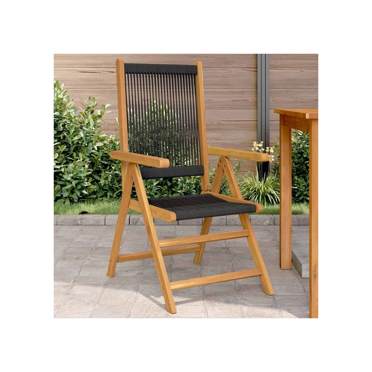 Chaises pliantes (lot de 2) en bois massif d'acacia noir et polypropylène