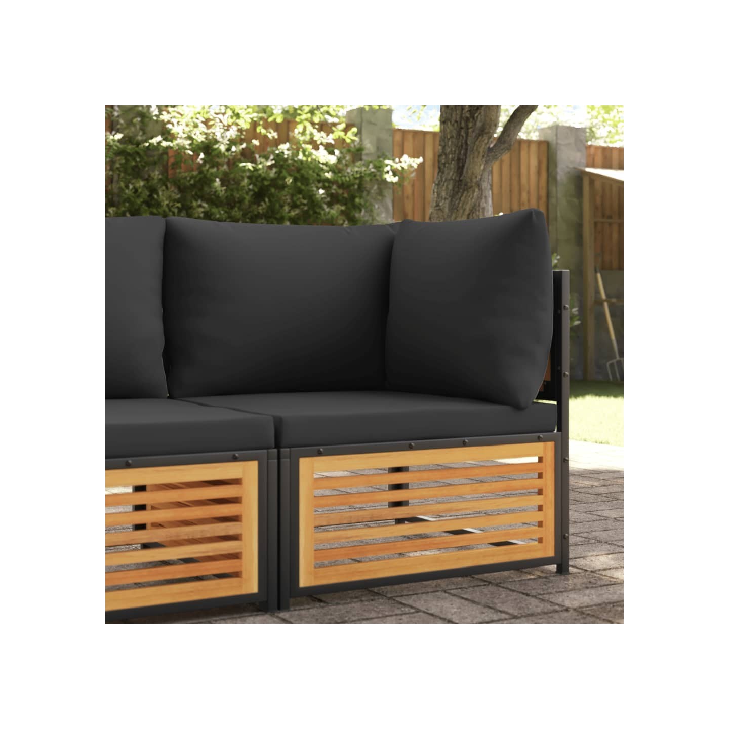 Canapé d'angle de jardin avec coussins bois massif d'acacia