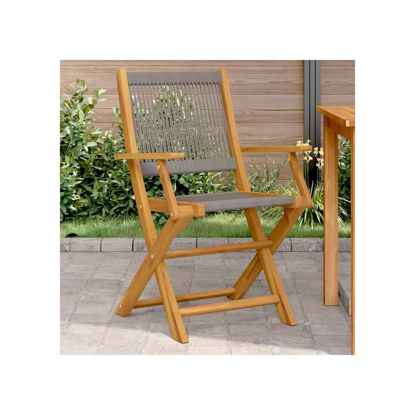 Chaises pliantes (lot de 2) en bois massif d'acacia gris et polypropylène