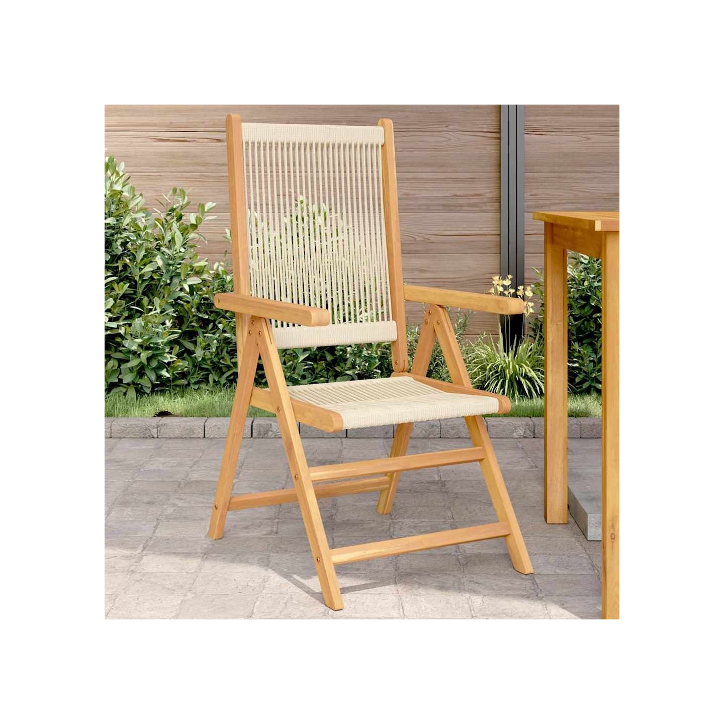 Chaises pliantes 2 pièces Beige Bois massif d'acacia et polypropylène