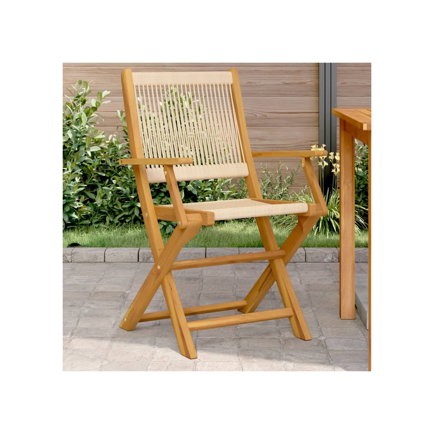 Chaises pliantes 2 pièces Beige Bois massif d'acacia et polypropylène