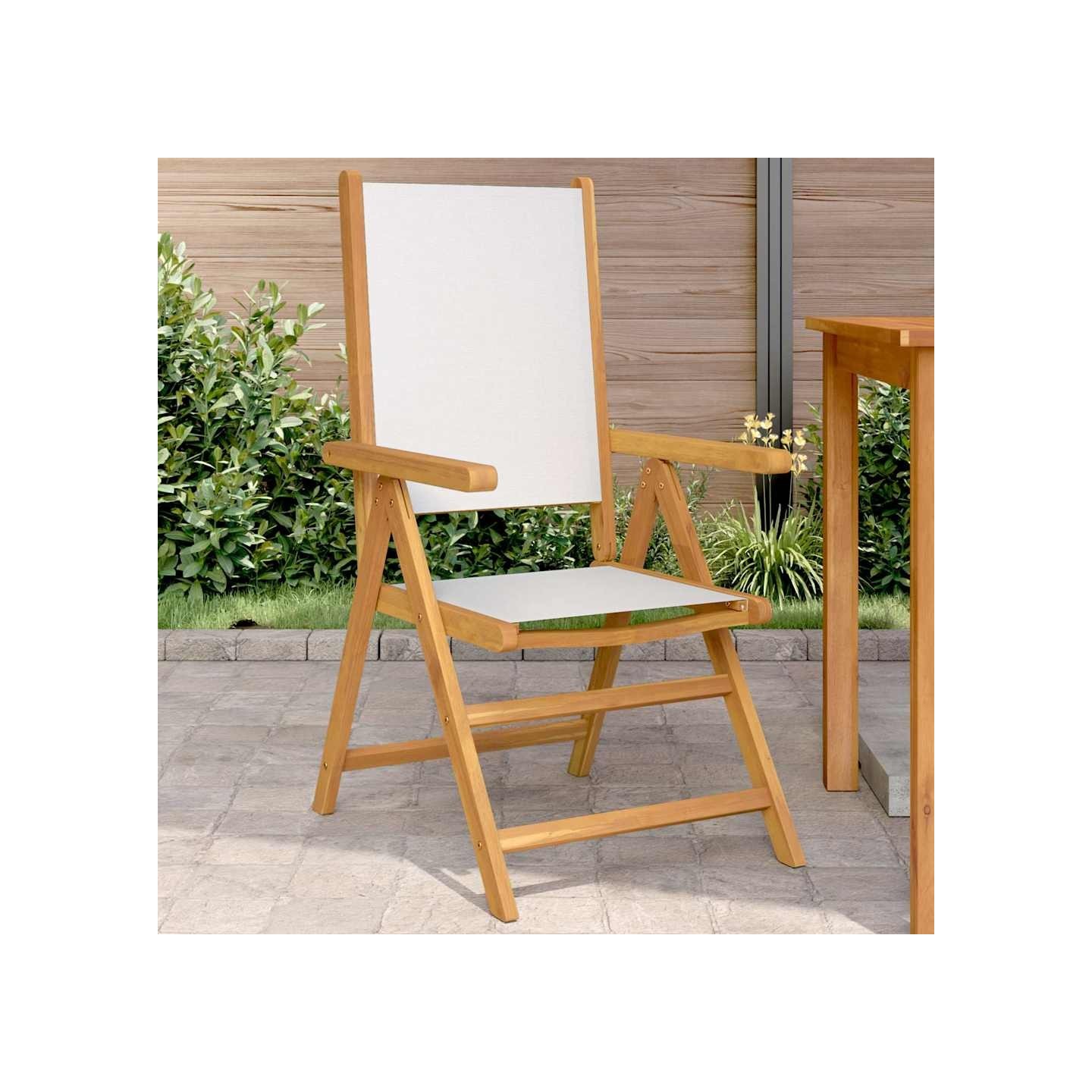 Chaises pliantes 2 pcs blanc crème bois massif d'acacia & tissu