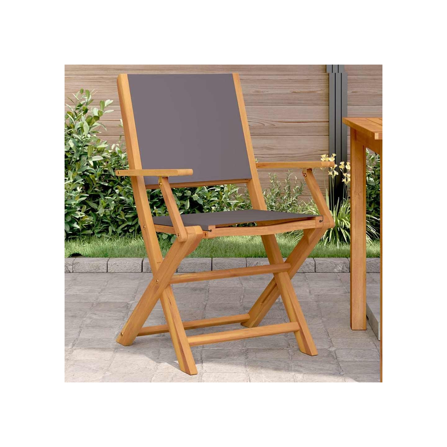 Chaises pliantes 2 pièces Anthracite Bois massif d'acacia et tissu