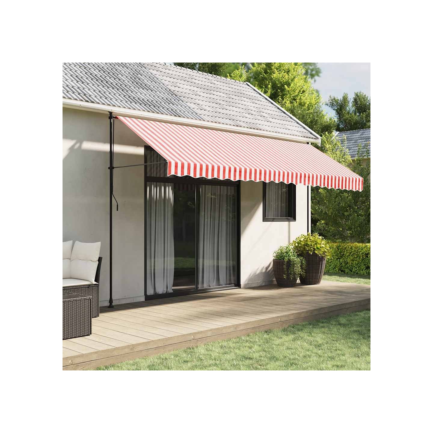 Tissu de remplacement pour auvent rouge et blanc 450x300 cm
