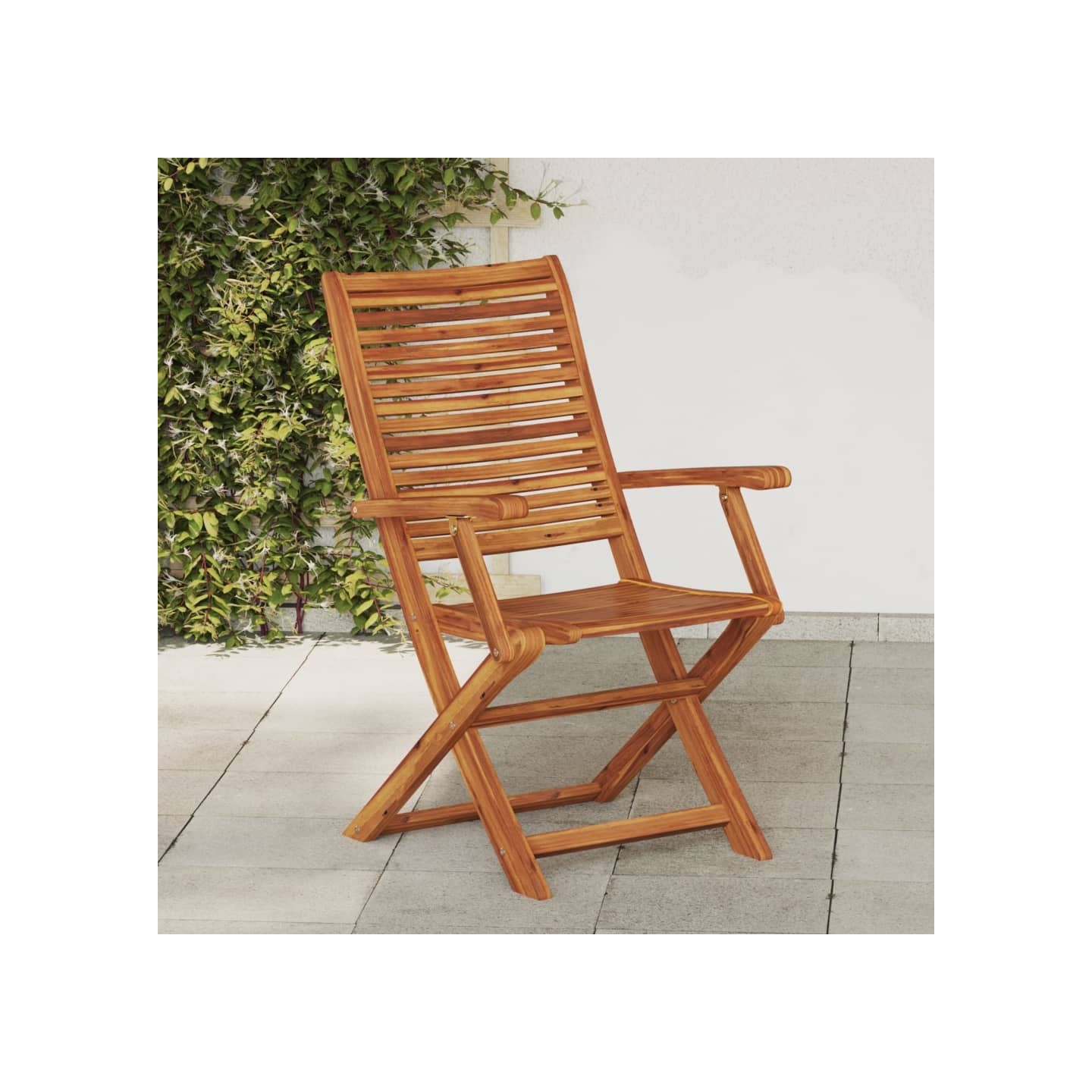 Chaises pliantes avec accoudoirs, lot de 2, en bois massif d'acacia