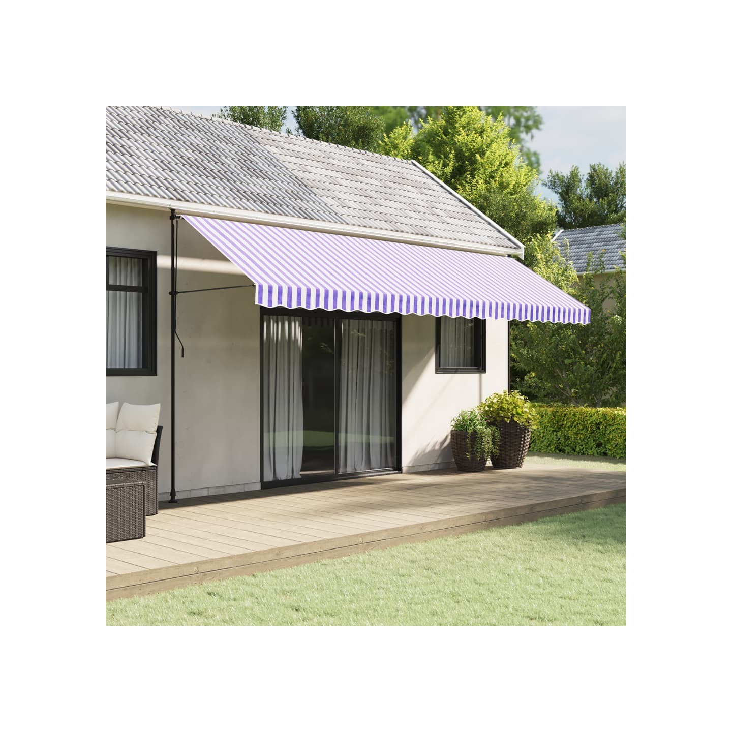 Tissu de remplacement de cantonnière d’auvent rayure bleu blanc