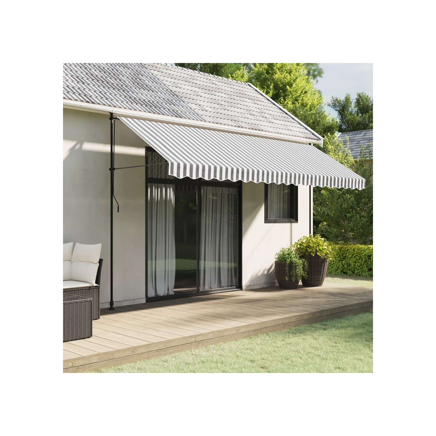 Tissu de remplacement de cantonnière d’auvent anthracite blanc