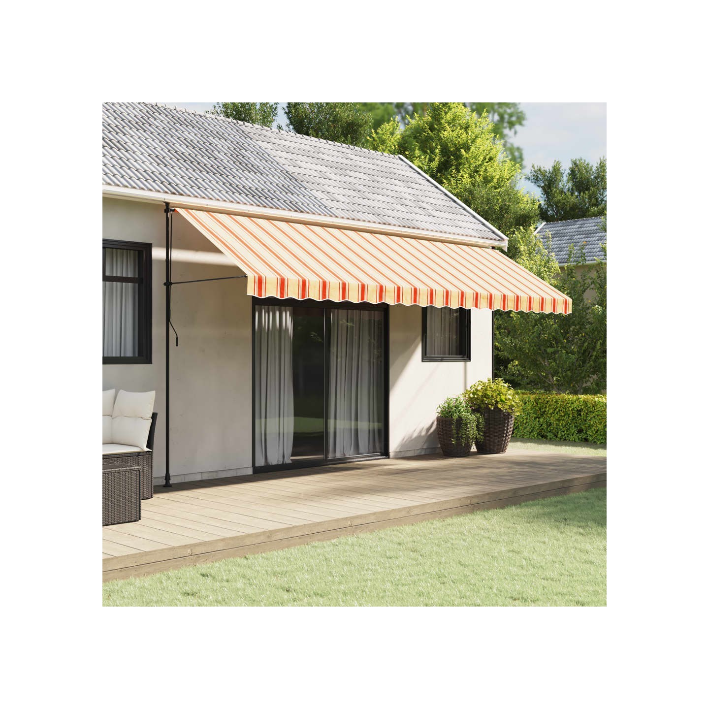 Tissu de remplacement de cantonnière d’auvent jaune orange 500 cm