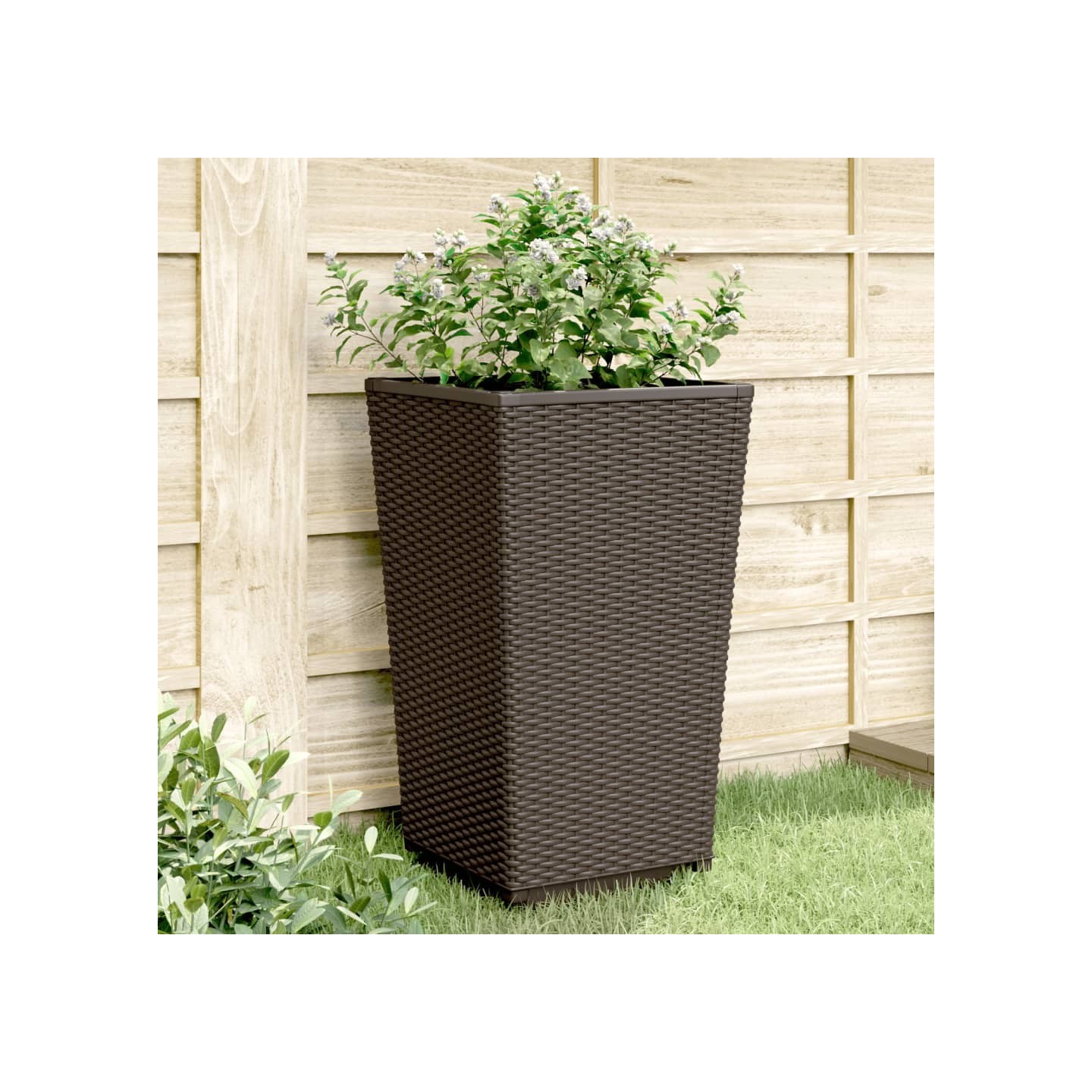 Jardinières 2 pcs marron 32,5x32,5x57 cm polypropylène