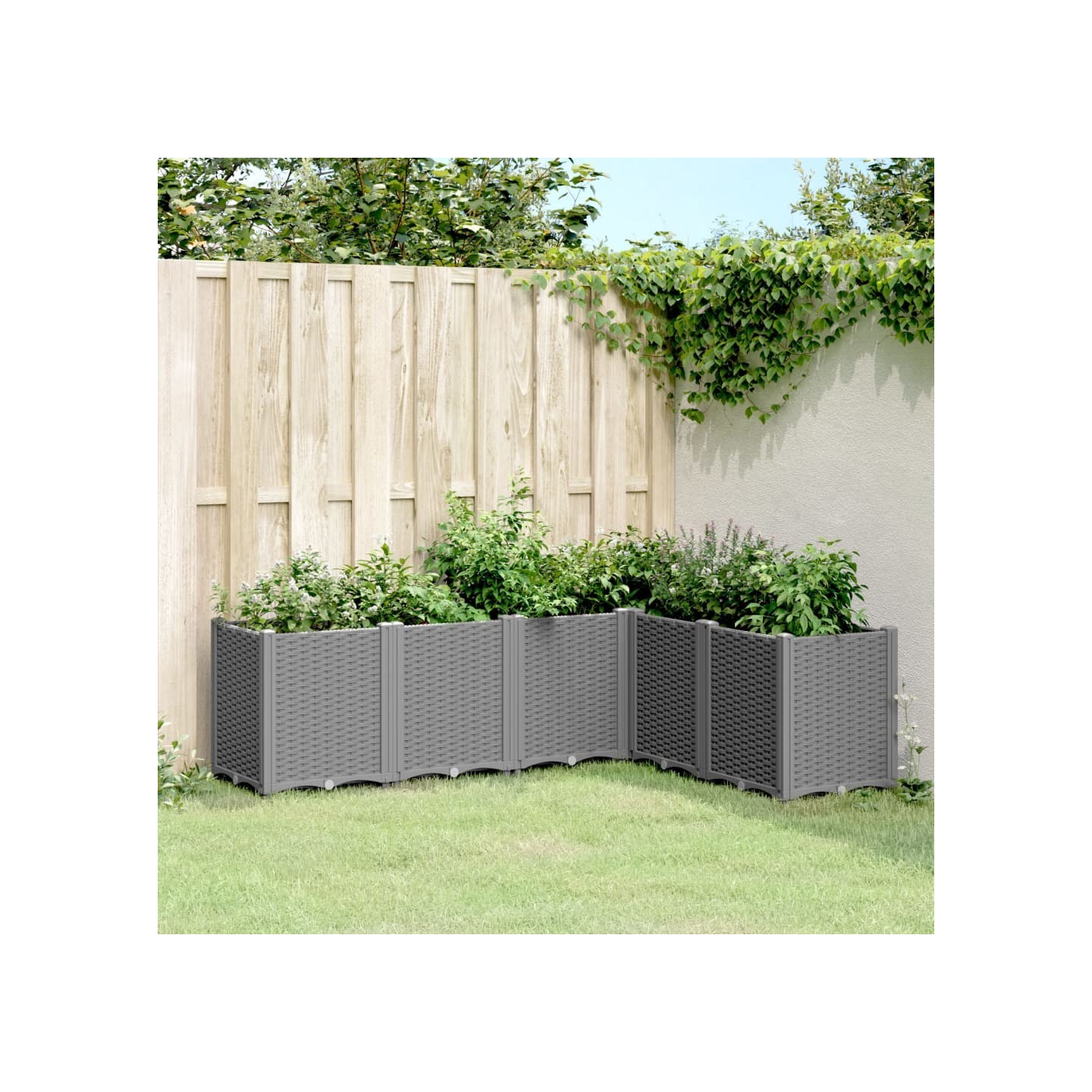 Jardinière gris clair 160x120x53 cm polypropylène