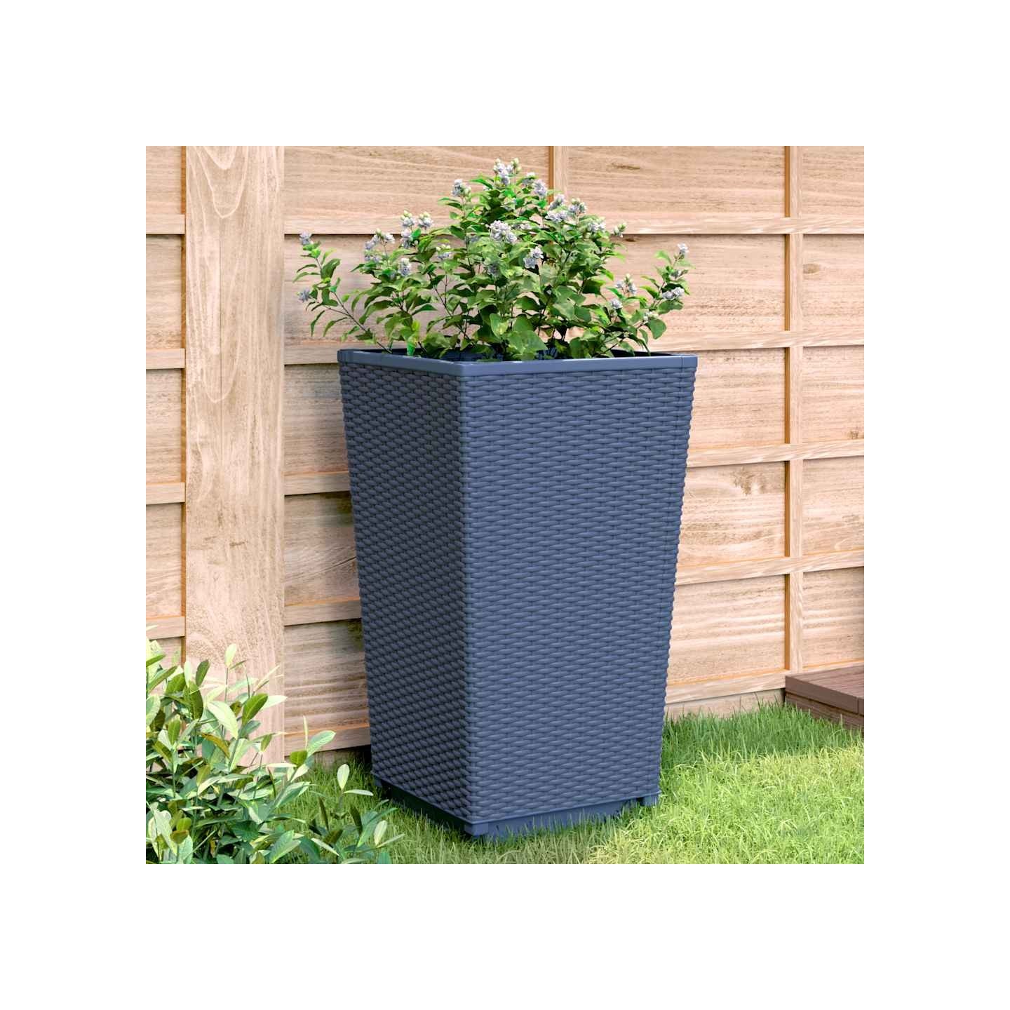Jardinières 4 pcs bleu gris 32,5x32,5x57 cm PP