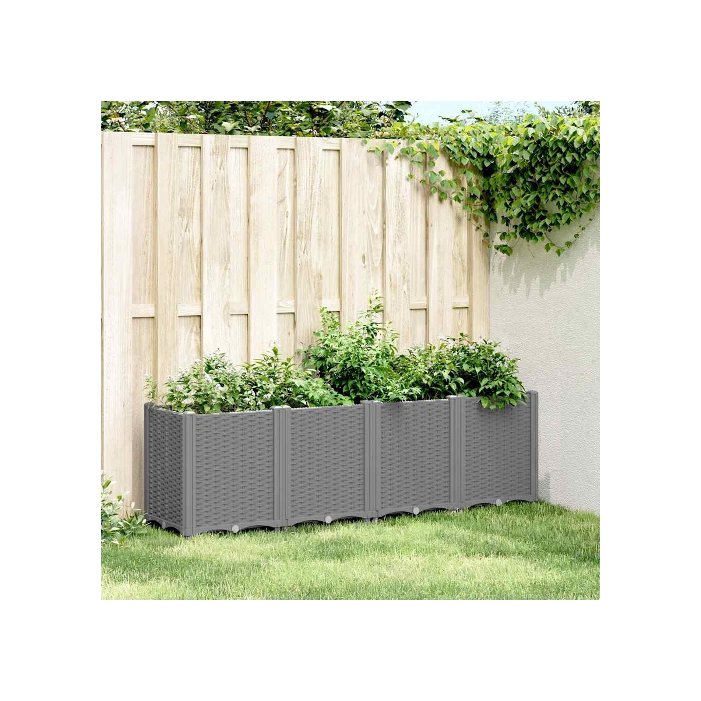 Jardinière gris clair 160x40x53 cm polypropylène