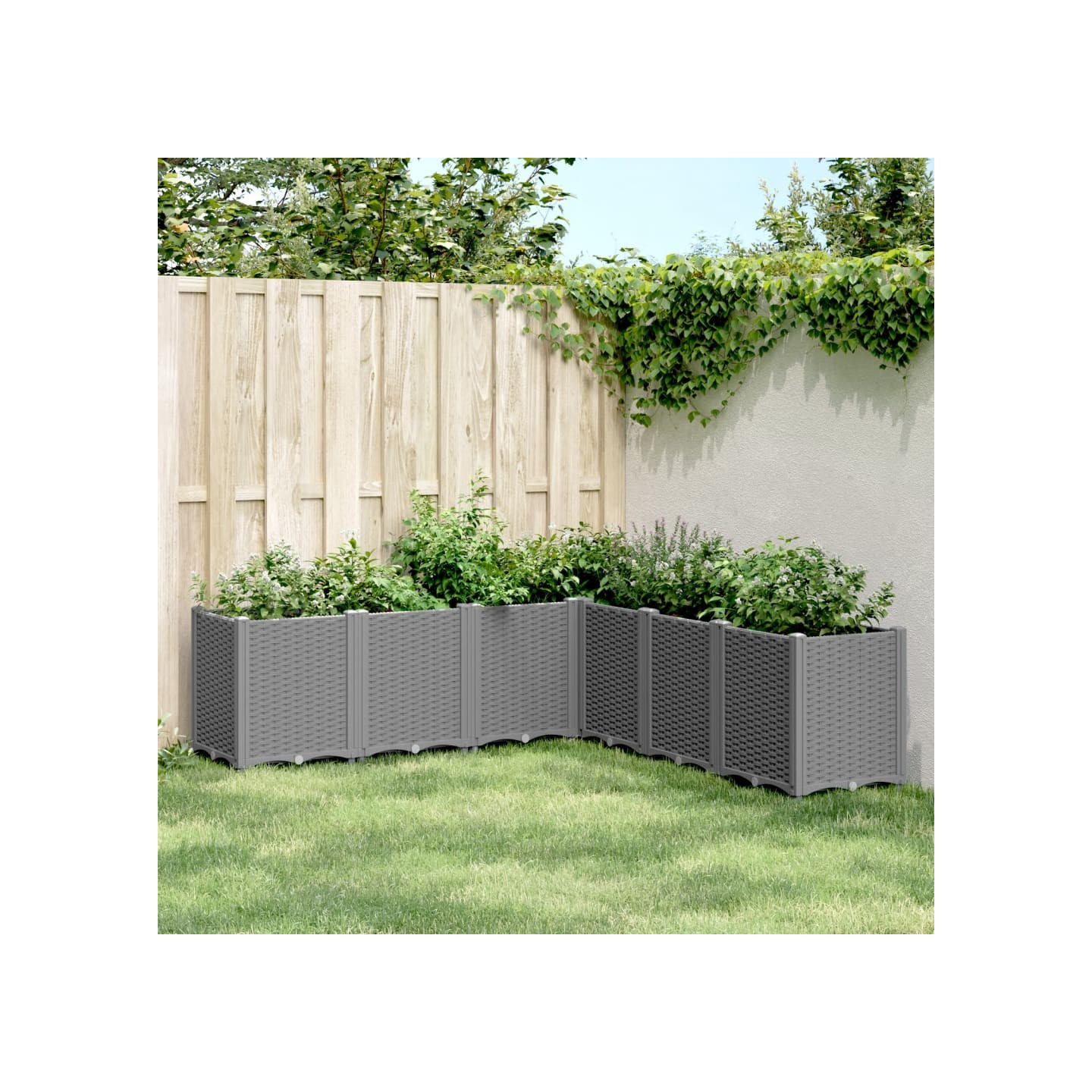 Jardinière gris clair 160x160x53 cm polypropylène
