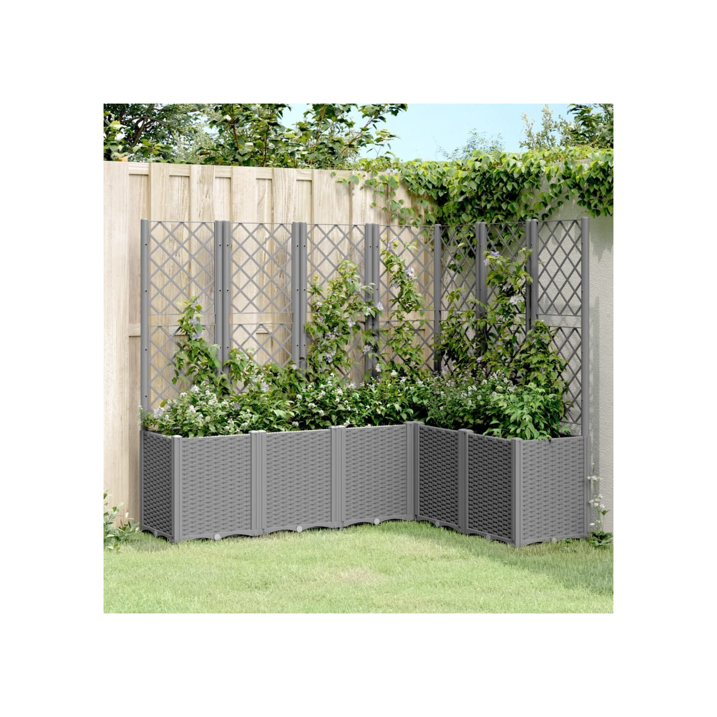 Jardinière avec treillis gris clair 160x120x140 cm PP