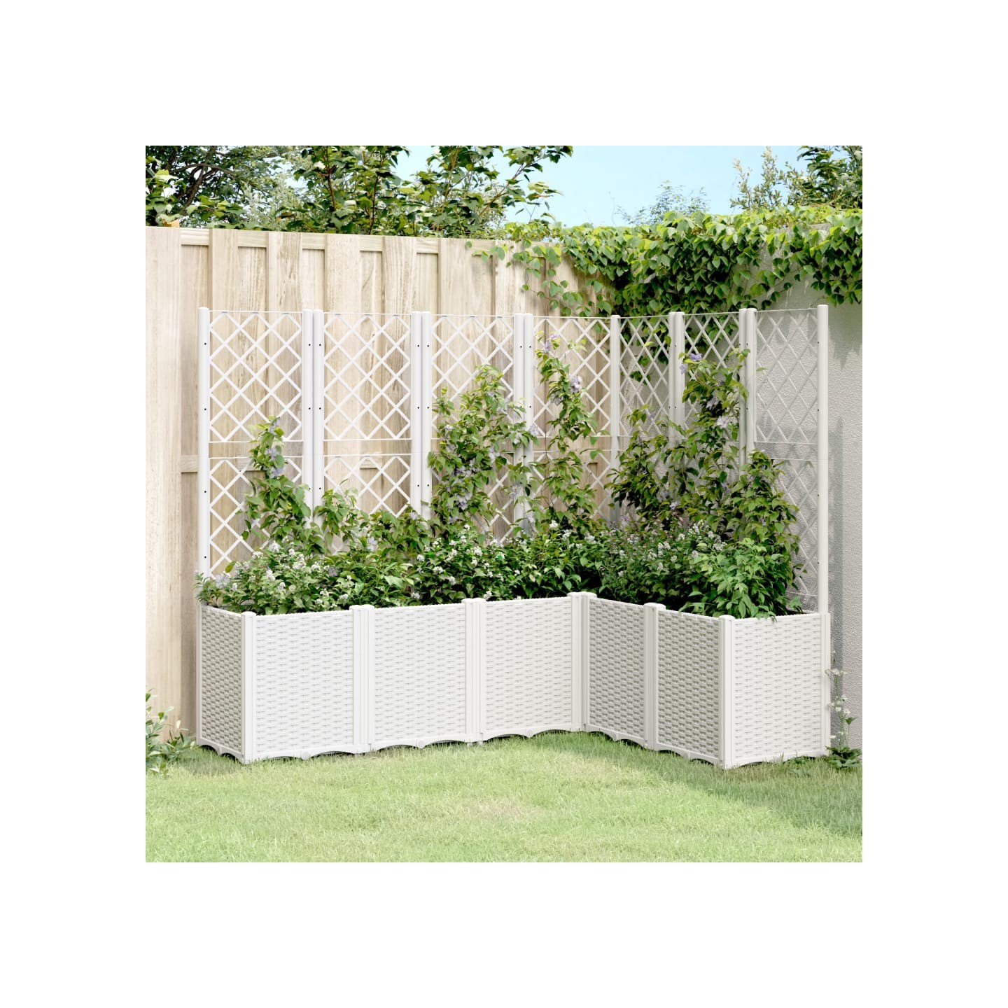 Jardinière avec treillis blanc 160x120x140 cm PP