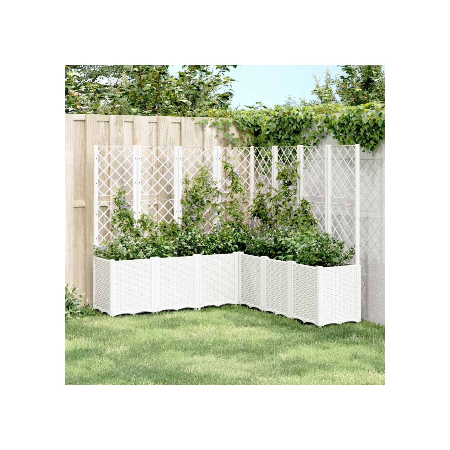 Jardinière avec treillis blanc 160x160x140 cm PP