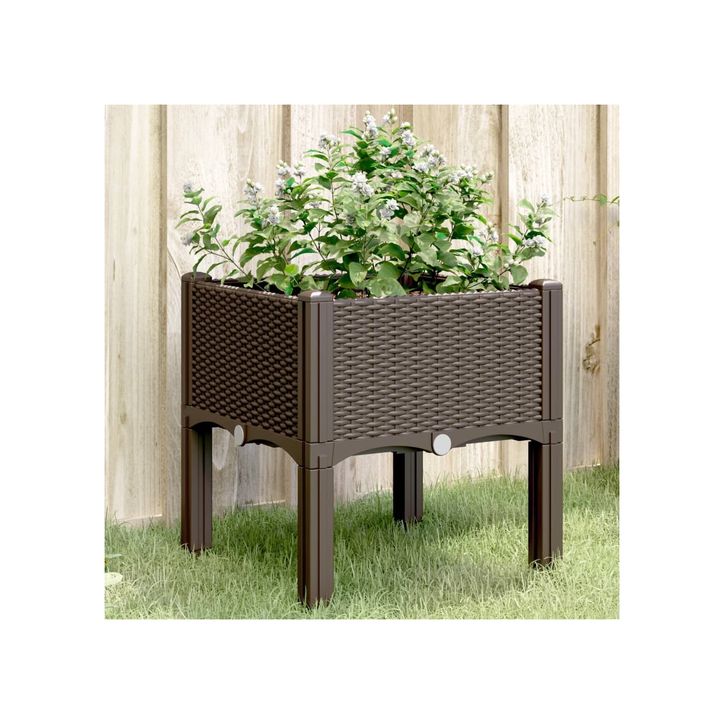 Jardinière avec pieds marron 40x40x42 cm PP