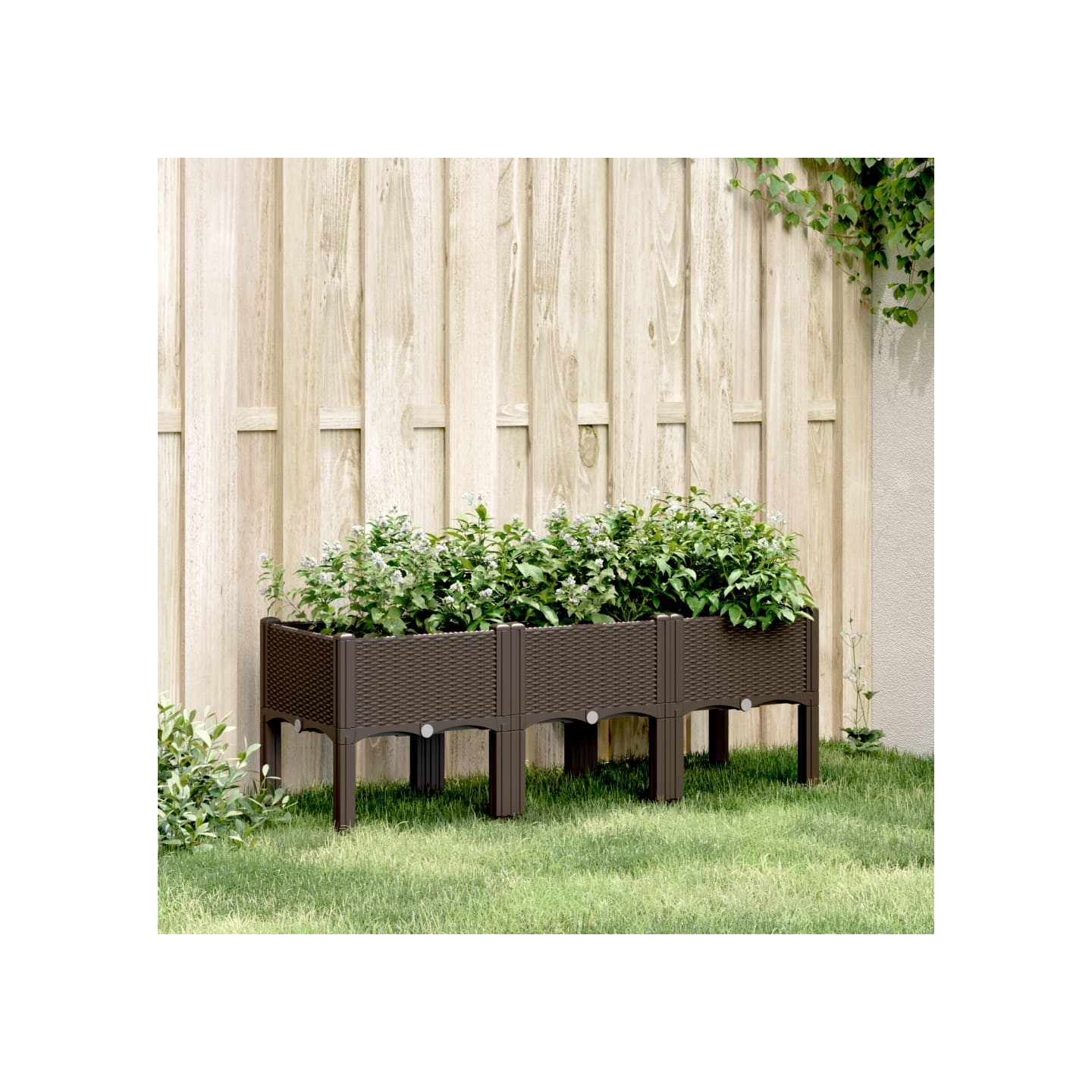 Jardinière avec pieds marron 120x40x42 cm PP