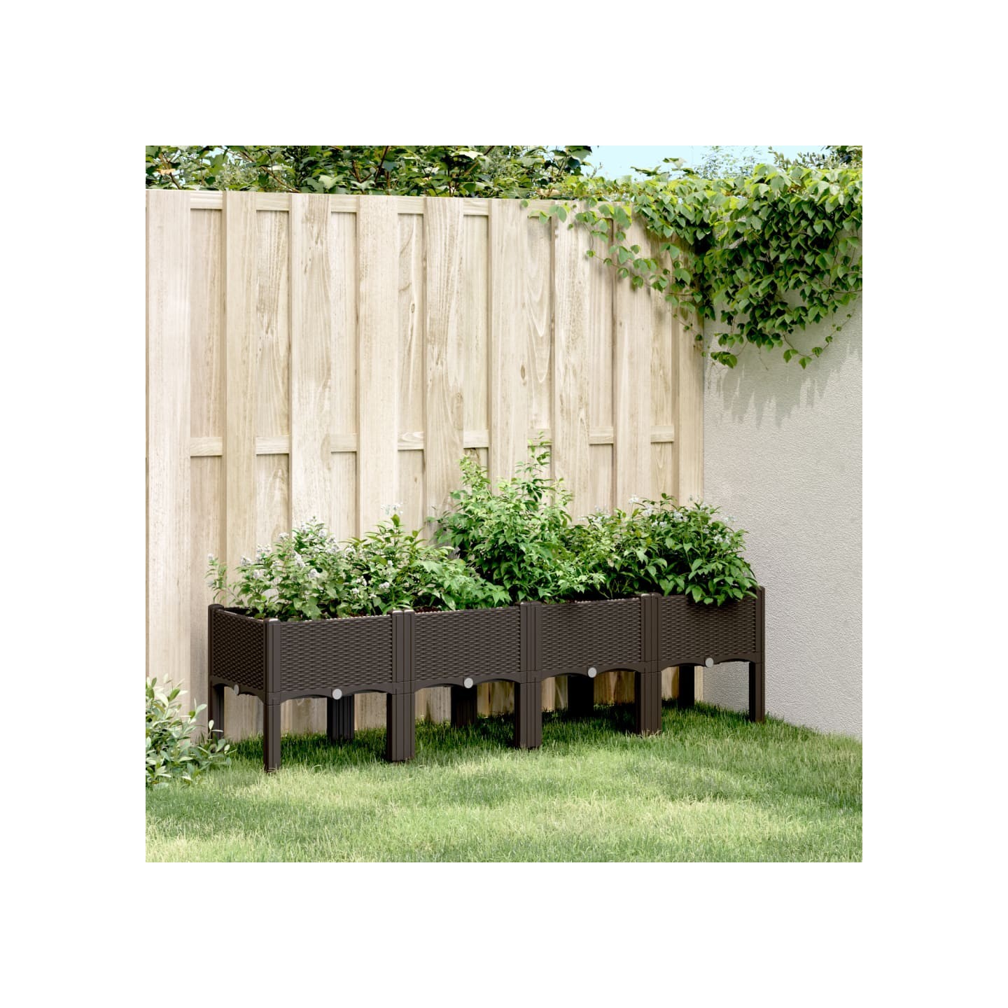 Jardinière avec pieds marron 160x40x42 cm PP