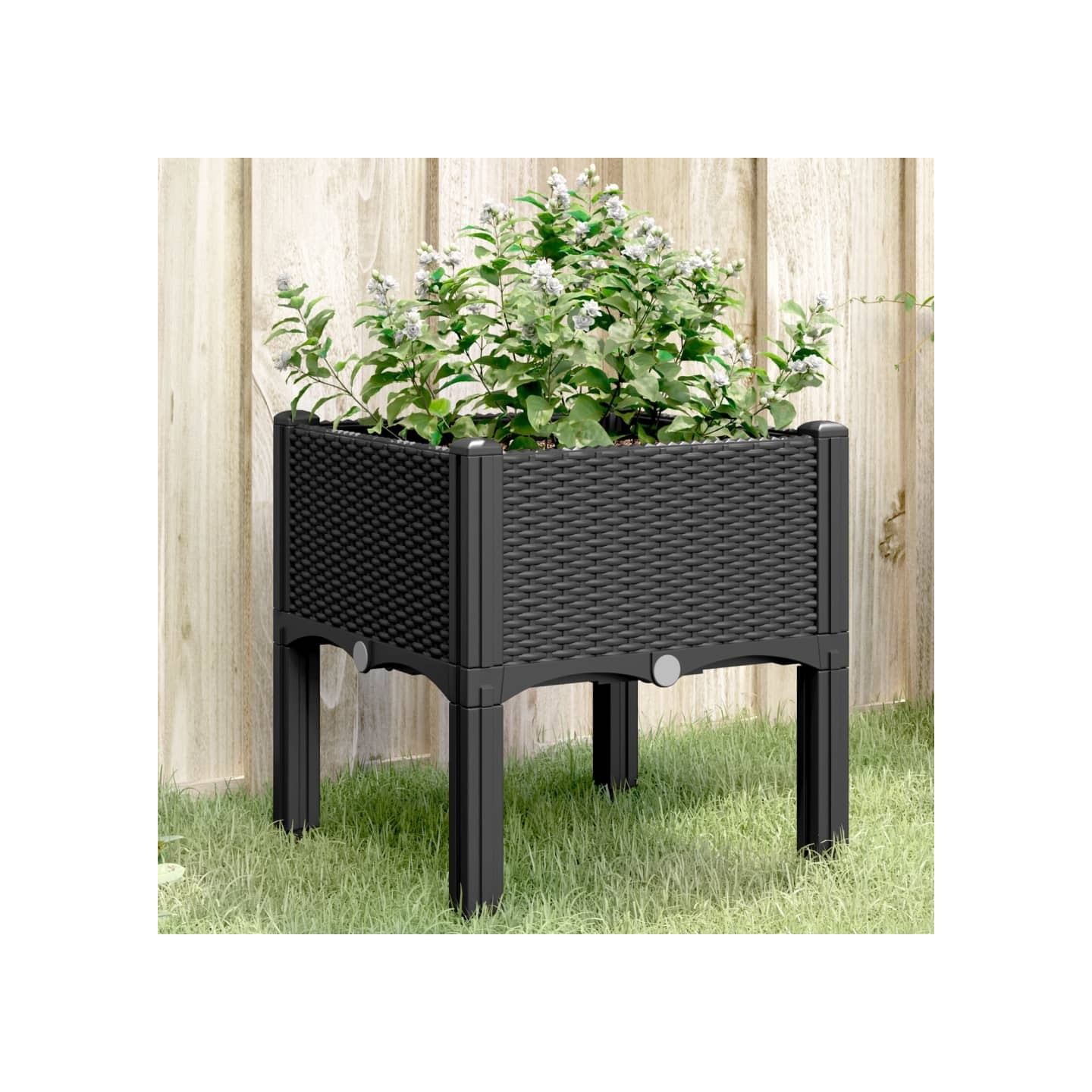 Jardinière avec pieds noir 40x40x42 cm PP