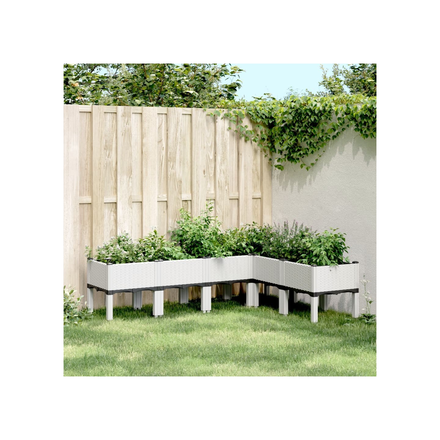 Jardinière avec pieds blanc 160x120x42 cm PP