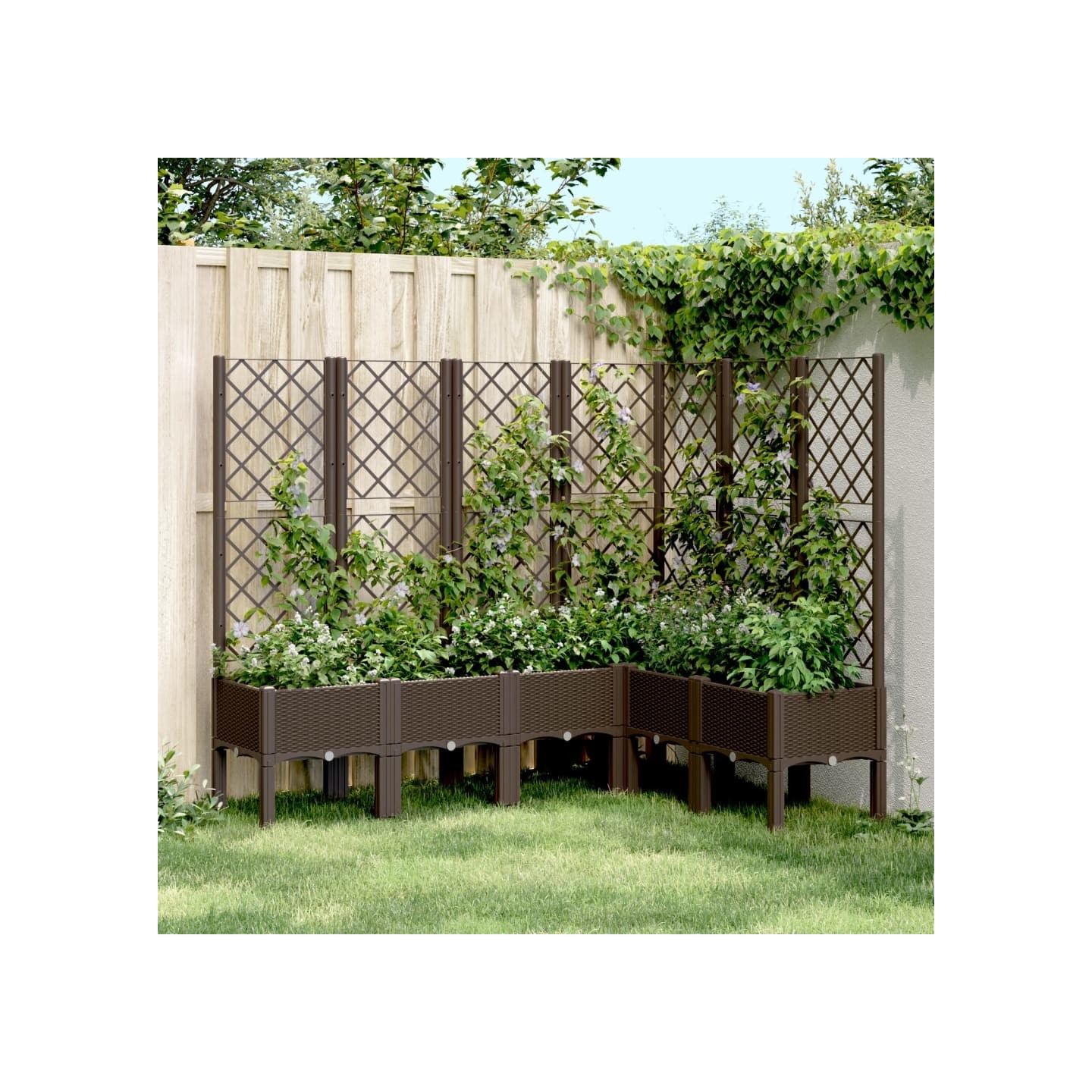 Jardinière avec treillis marron 160x120x142 cm PP